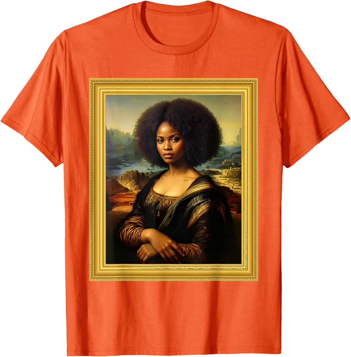 Black Mona Lisa Afro Queen T-Shirt for Black History Month Celebration - 4