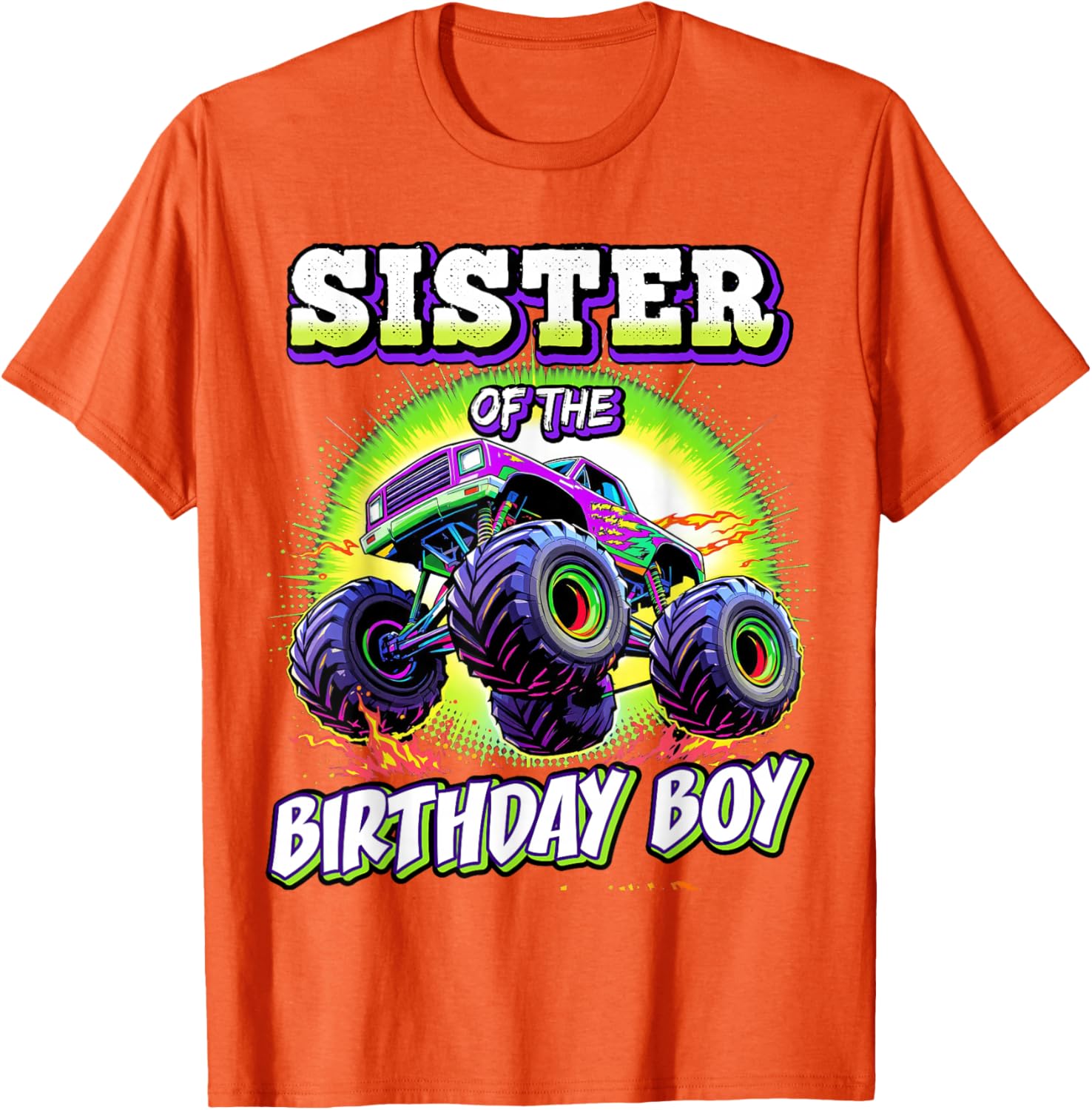 Sister of the Birthday Boy Monster Truck Party T-Shirt for Fun Celebrations - 2