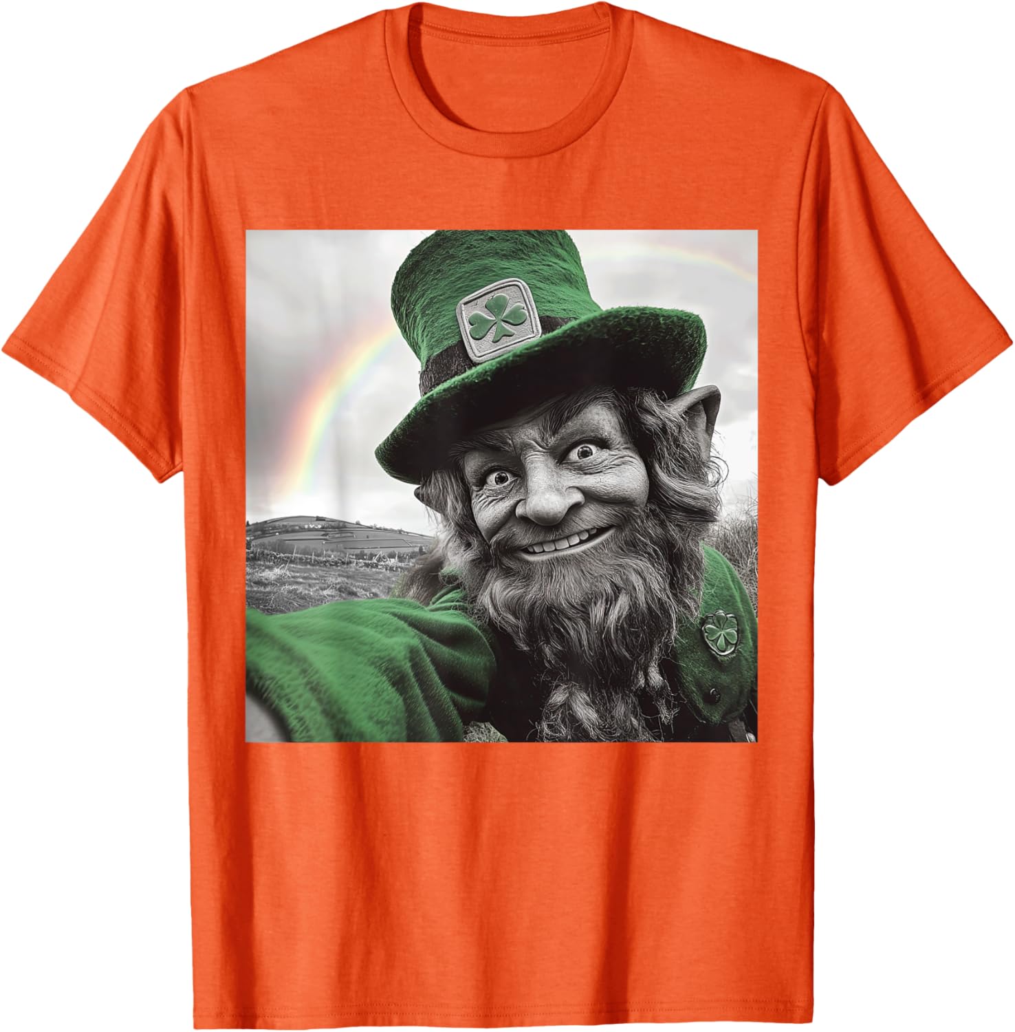 Funny St Patricks Day Rainbow Leprechaun Selfie T-Shirt for Festive Fun - 25