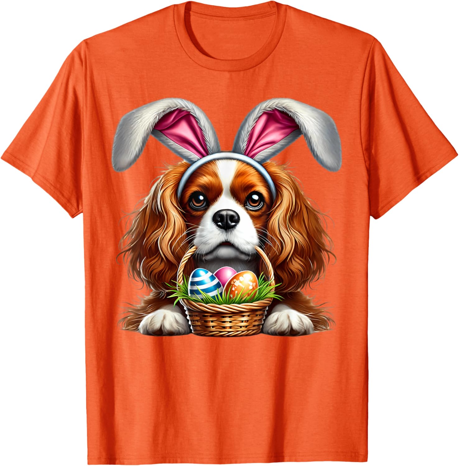 Cute Bunny Ear Cavalier King Charles Spaniel Easter Eggs T-Shirt - 13