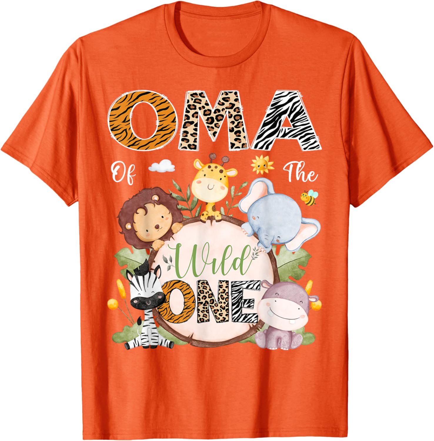 Oma Of The Wild One First Birthday Safari Jungle Animals T-Shirt - 9