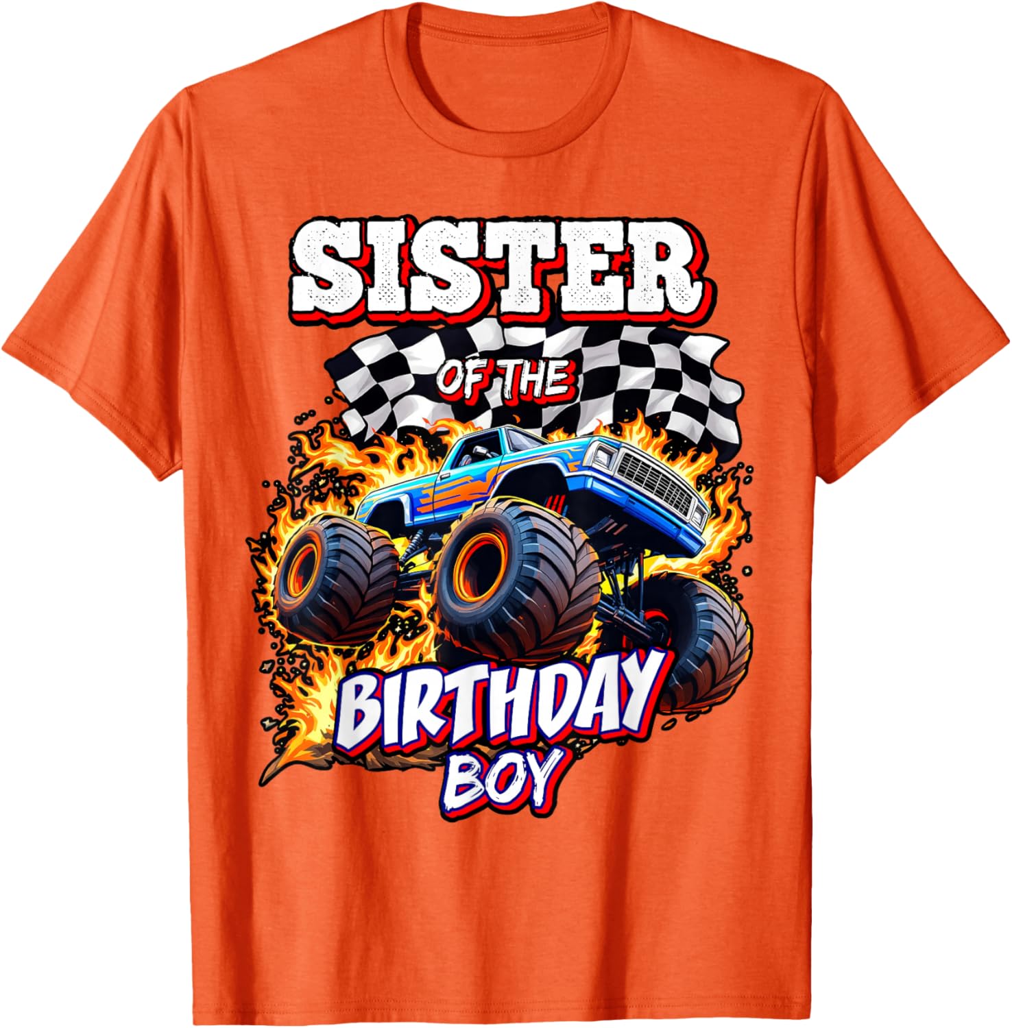 Sister of the Birthday Boy Monster Truck T-Shirt for Fun Celebrations - 1