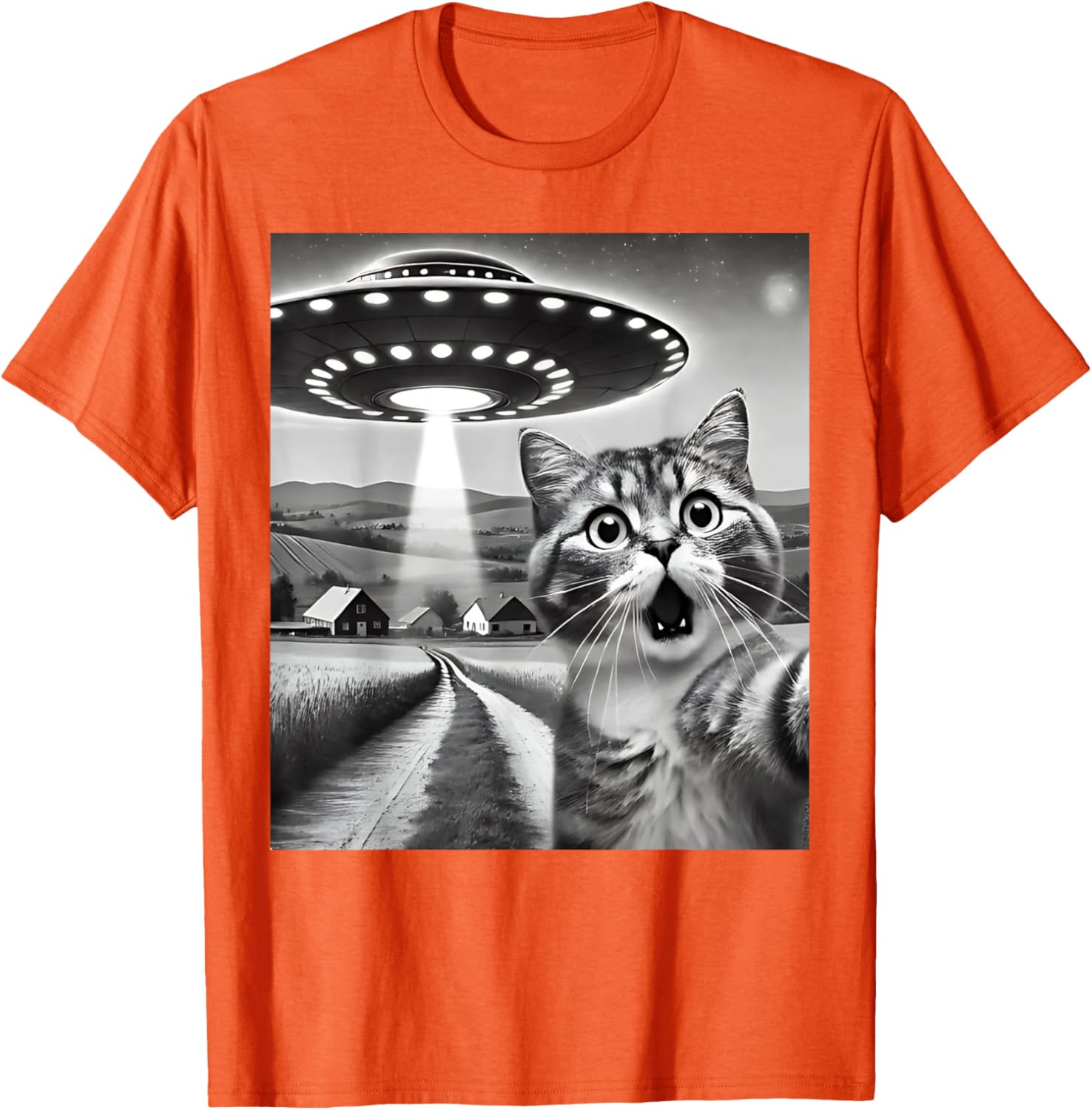 Funny Cat Selfie with Alien UFO T-Shirt for Men, Women, and Kids - 27