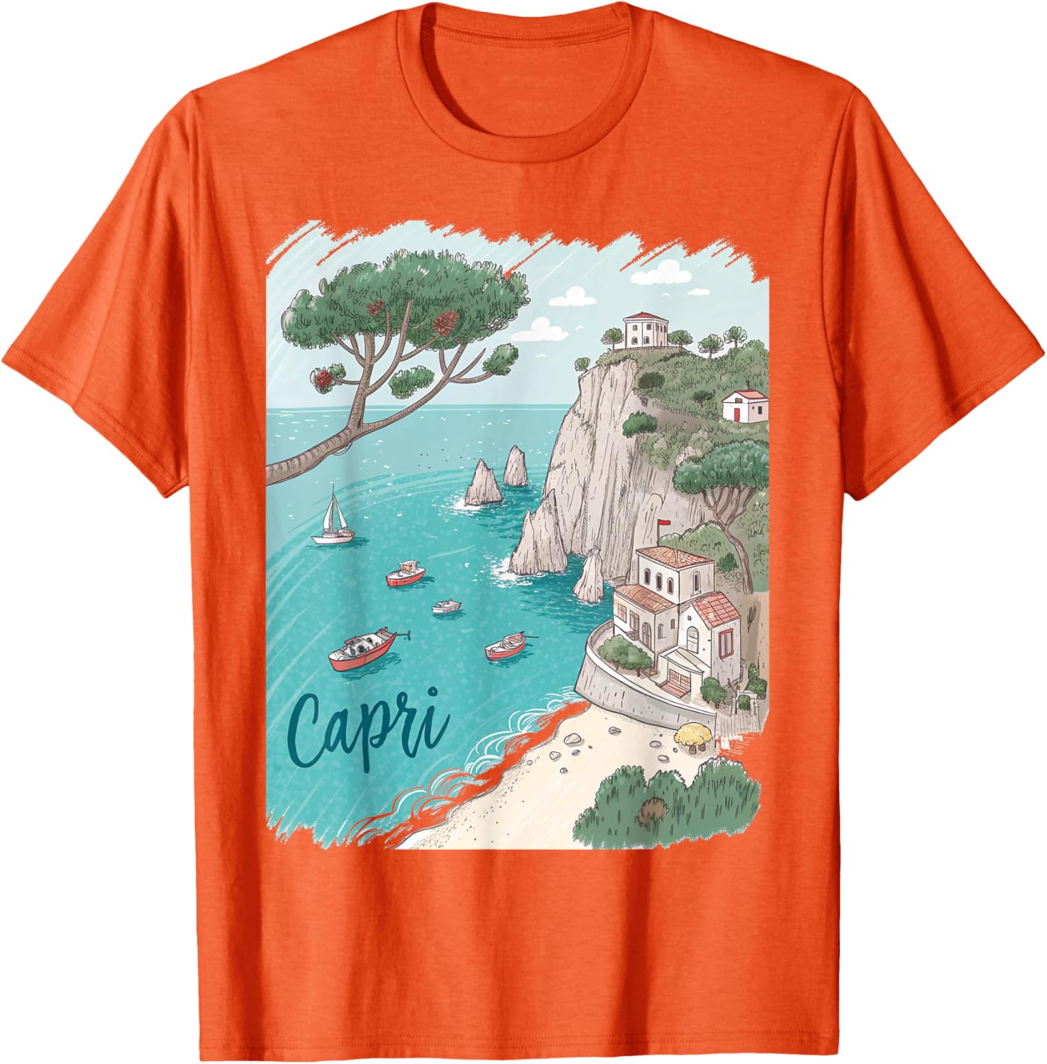 Capri Italy Scenic Coastal View T-Shirt - Perfect Souvenir Gift Idea - 1