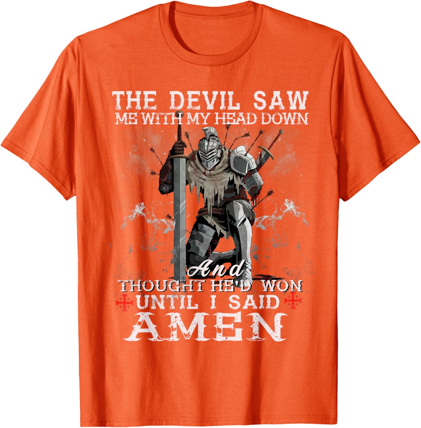 Knight Templar Christian Warrior T-Shirt with Powerful Amen Statement - 4