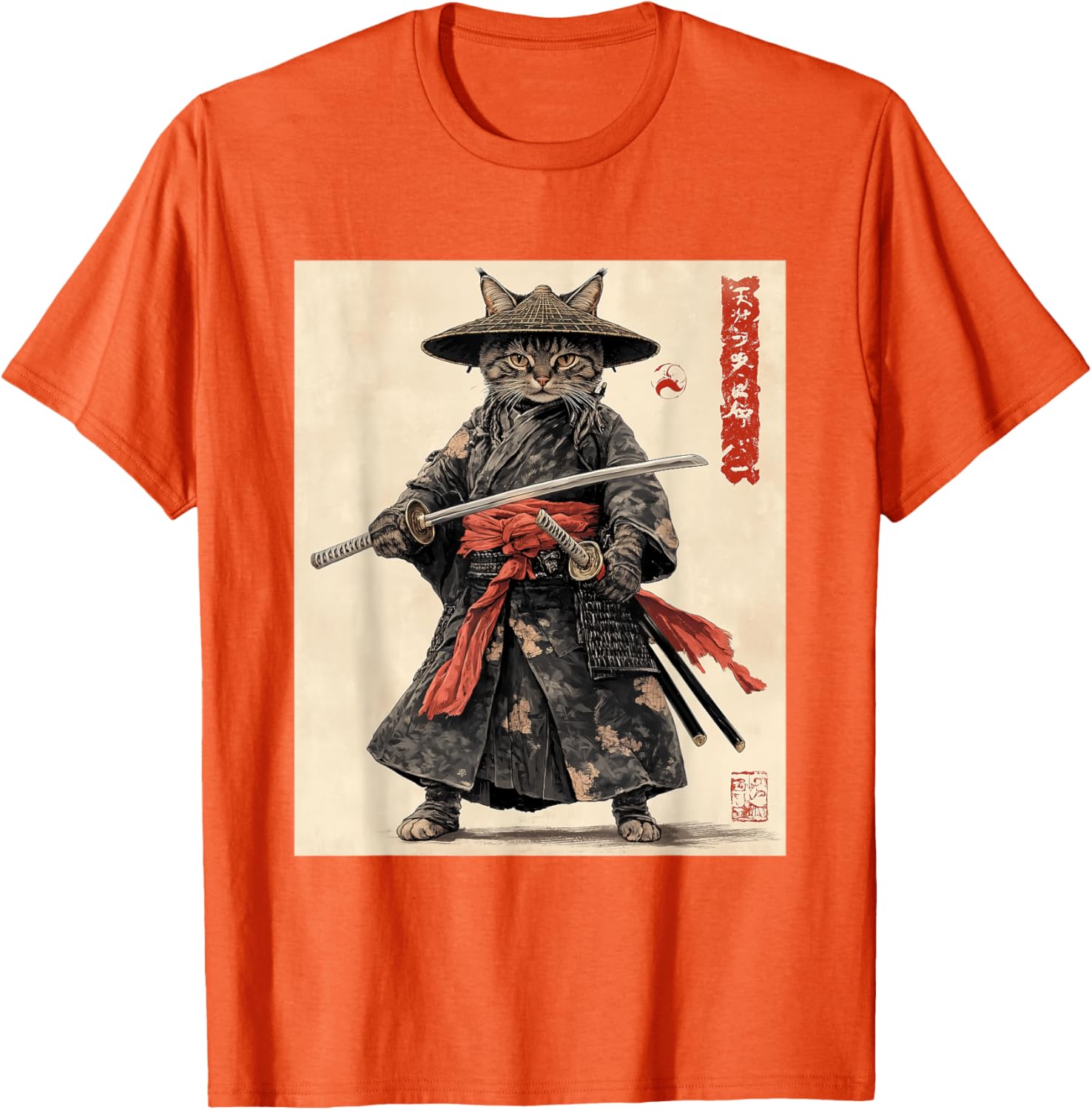 Samurai Cat T-Shirt - Japanese Warrior Graphic Tee for Cat Lovers - 16