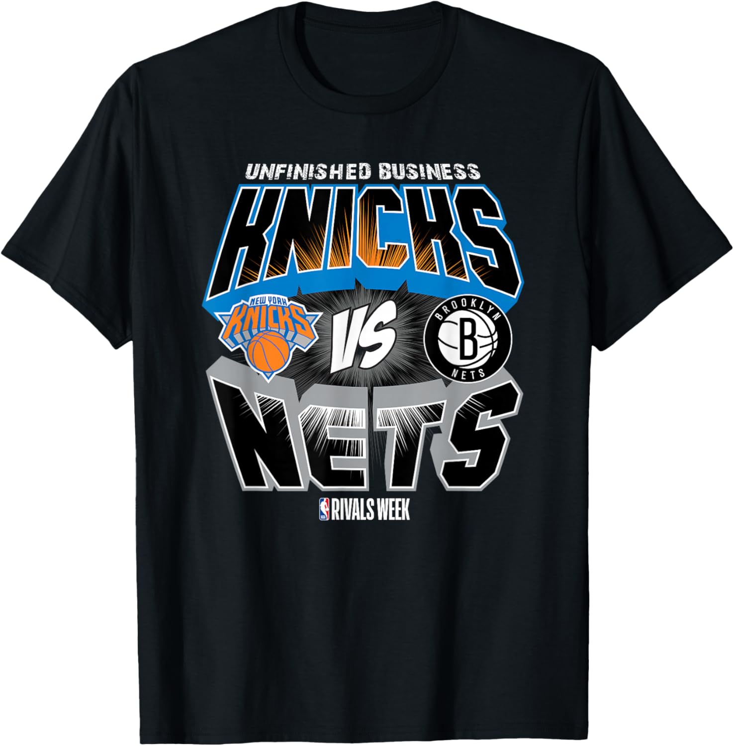 NBA Rivals T-Shirt New York Knicks vs Brooklyn Nets Fan Apparel - 2