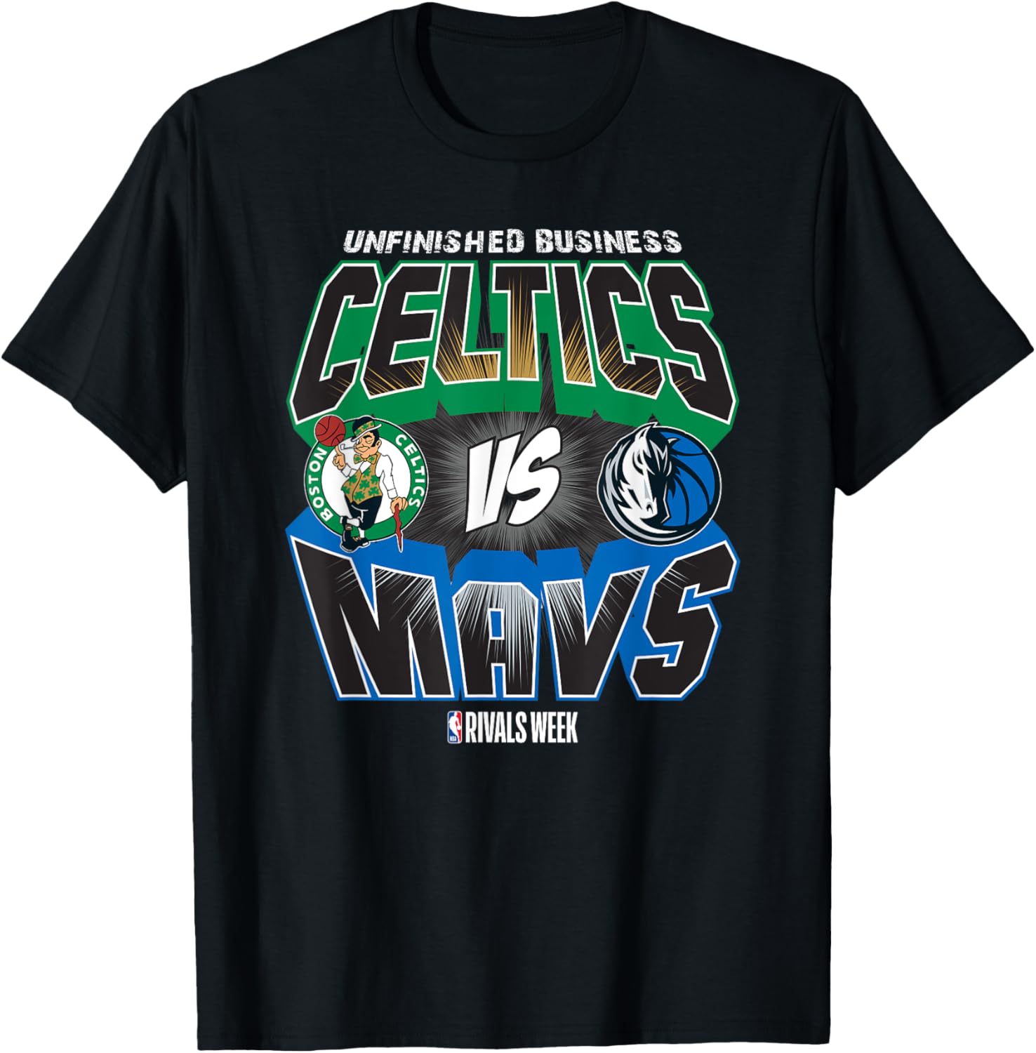 NBA Rivals Boston Celtics vs Dallas Mavericks T-Shirt for True Fans - 2