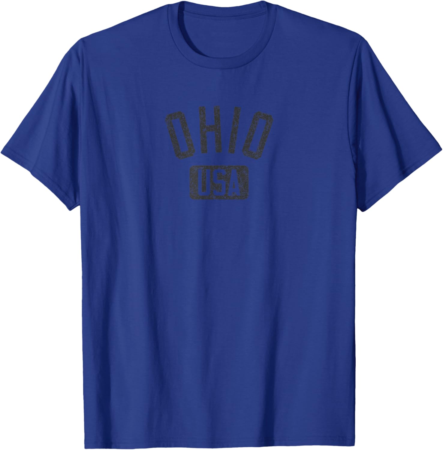 Ohio Arched Text Distressed Black Print T-Shirt for Casual Style Lovers - 16