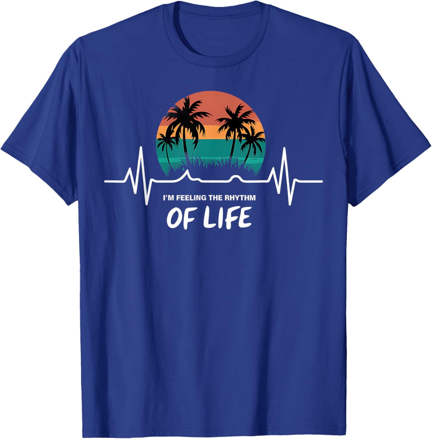Palm Tree Sunset Heartbeat T-Shirt - Embrace the Rhythm of Life - 6