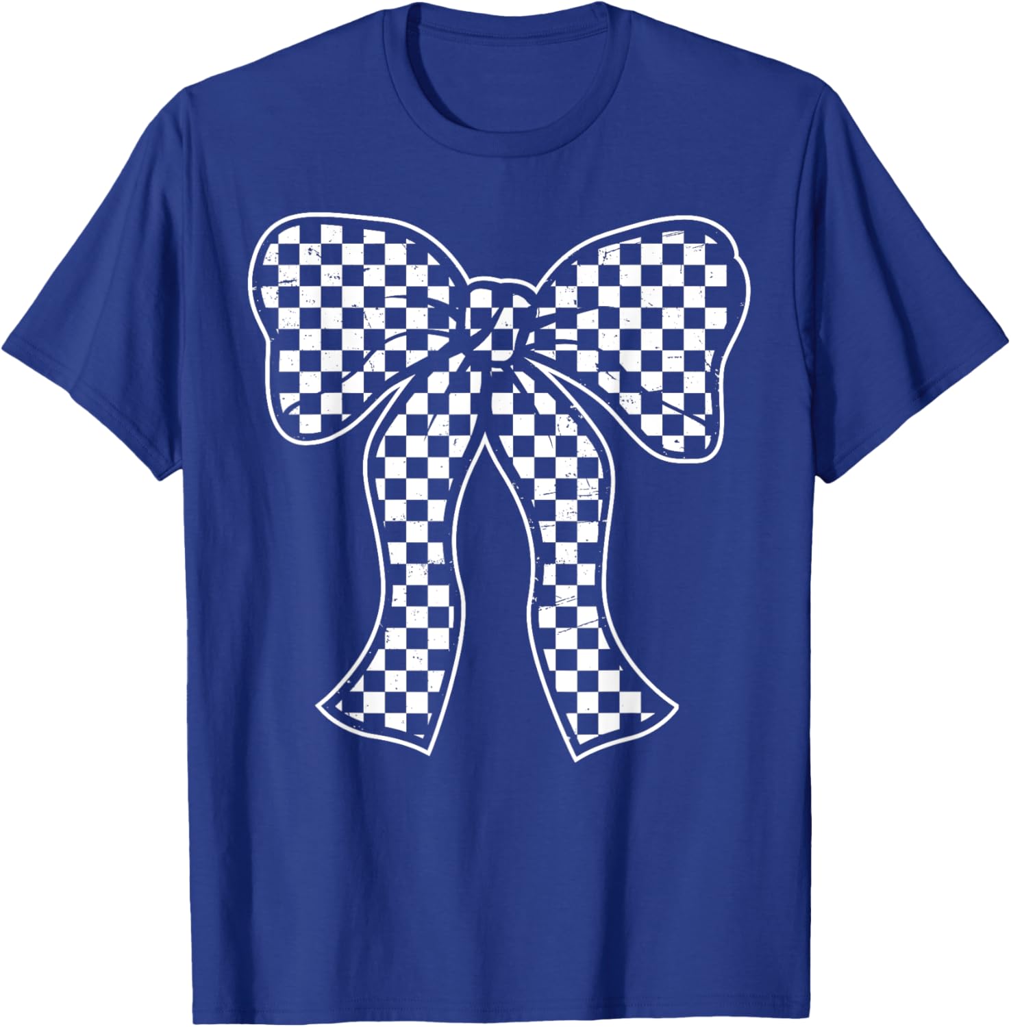 Cute Checkered Bow Flag T-Shirt for Women - Race Car Racing Style - 9