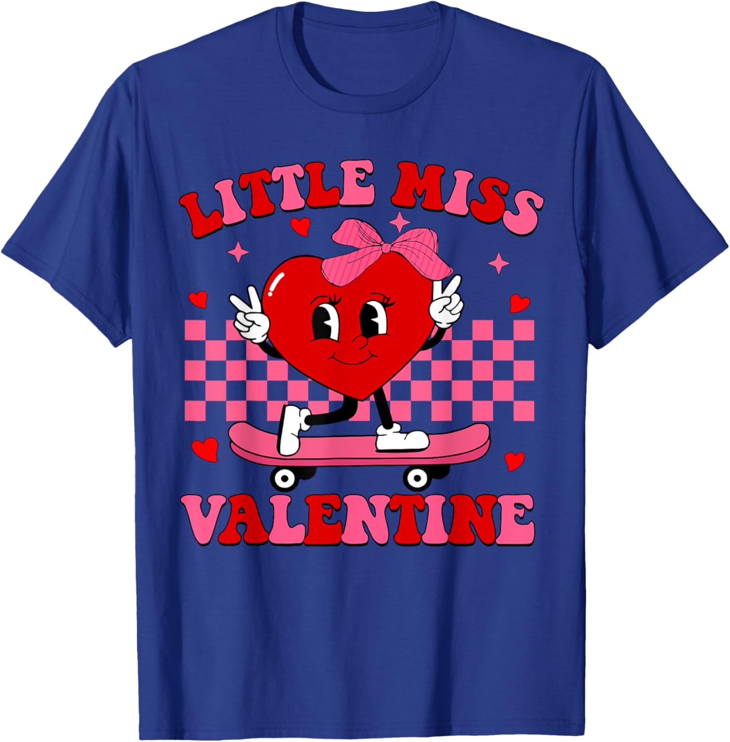 Little Miss Valentine Heart Skateboard T-Shirt for Fun-Loving Women - 24