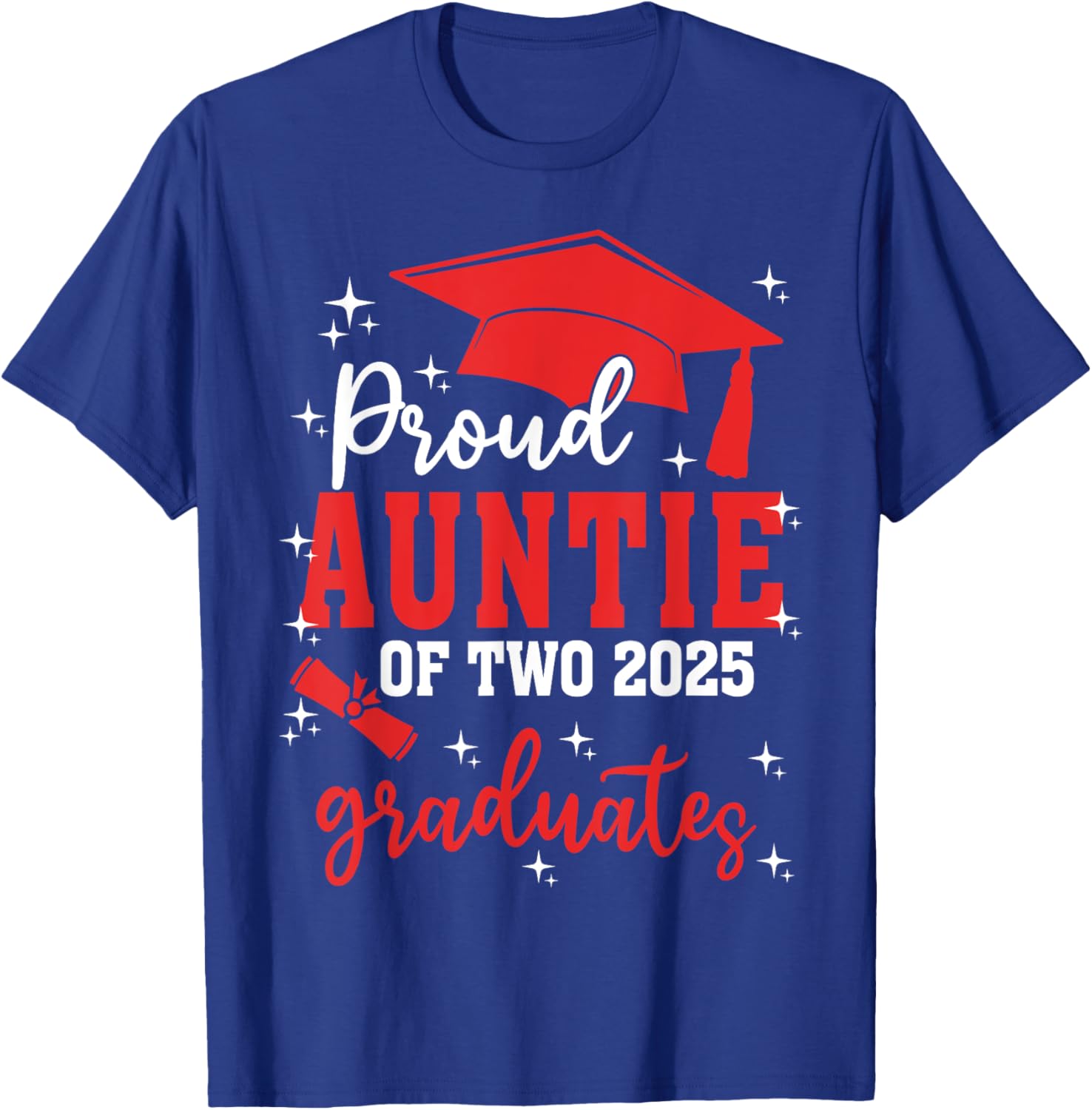 Proud Auntie of Twins Class of 2025 Graduation T-Shirt for Celebrations - 7