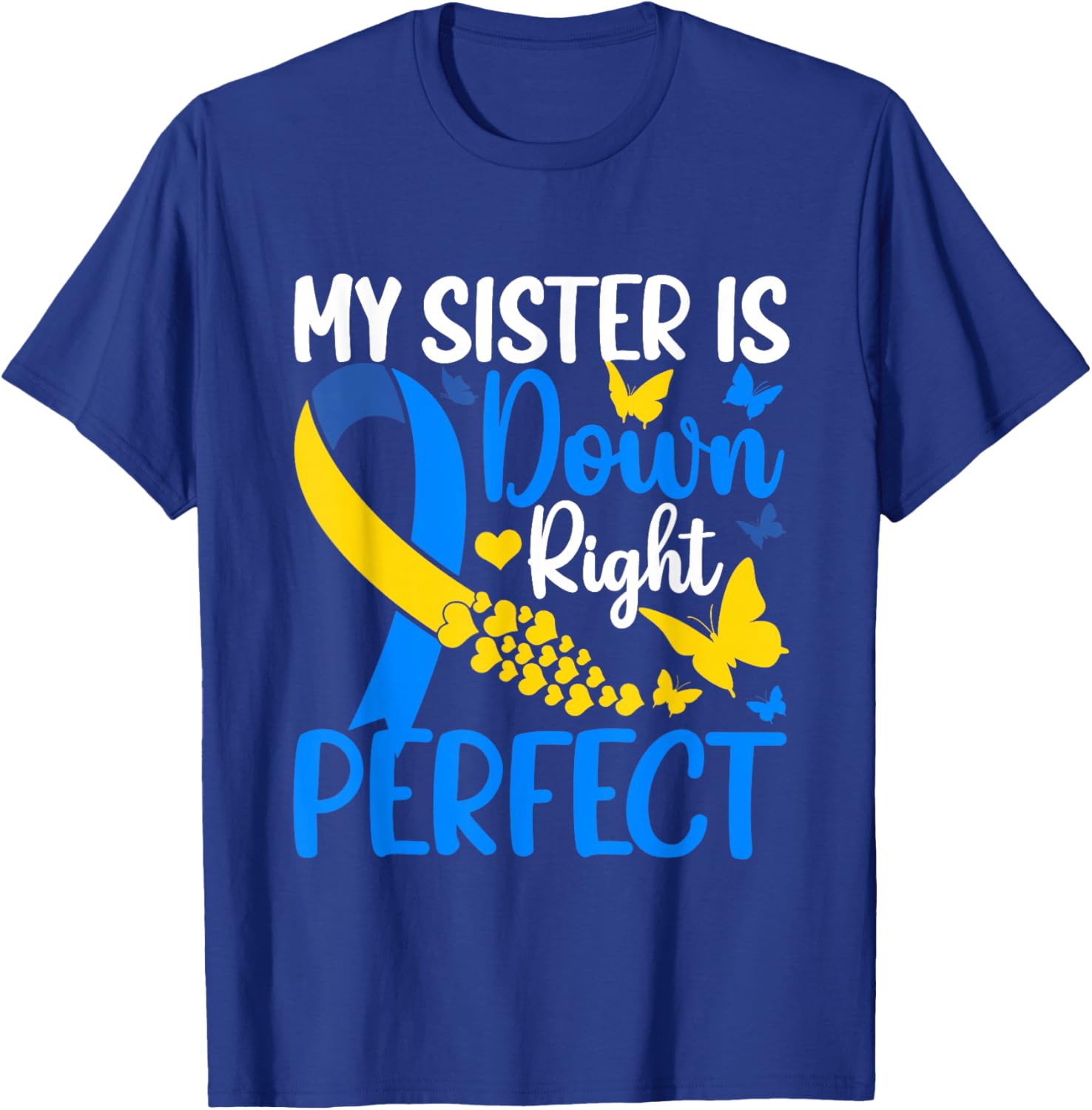 Sister Down Syndrome Awareness Butterfly T-Shirt for Supportive Siblings - 5