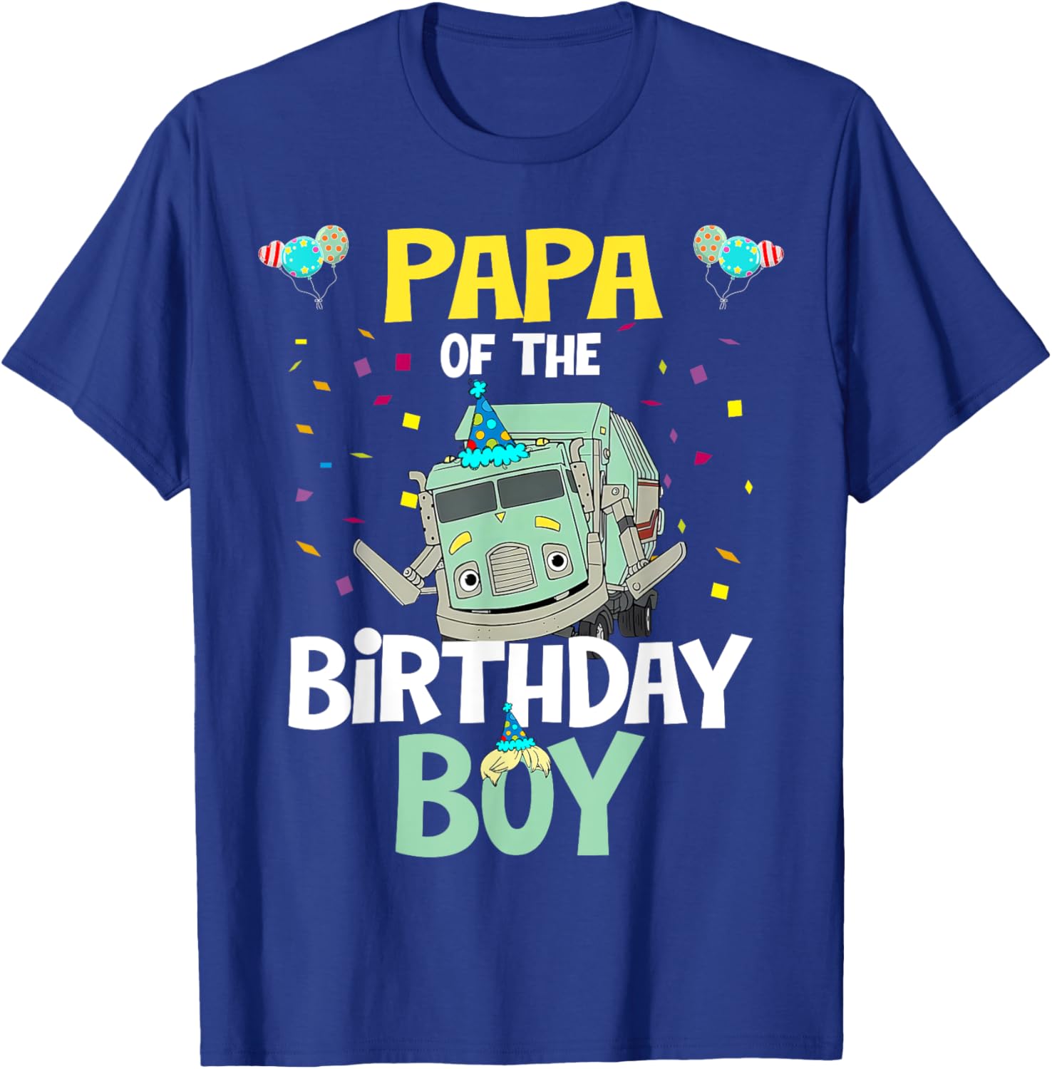 Papa Of The Birthday Boy Garbage Truck Recycling Trash T-Shirt Gift - 12