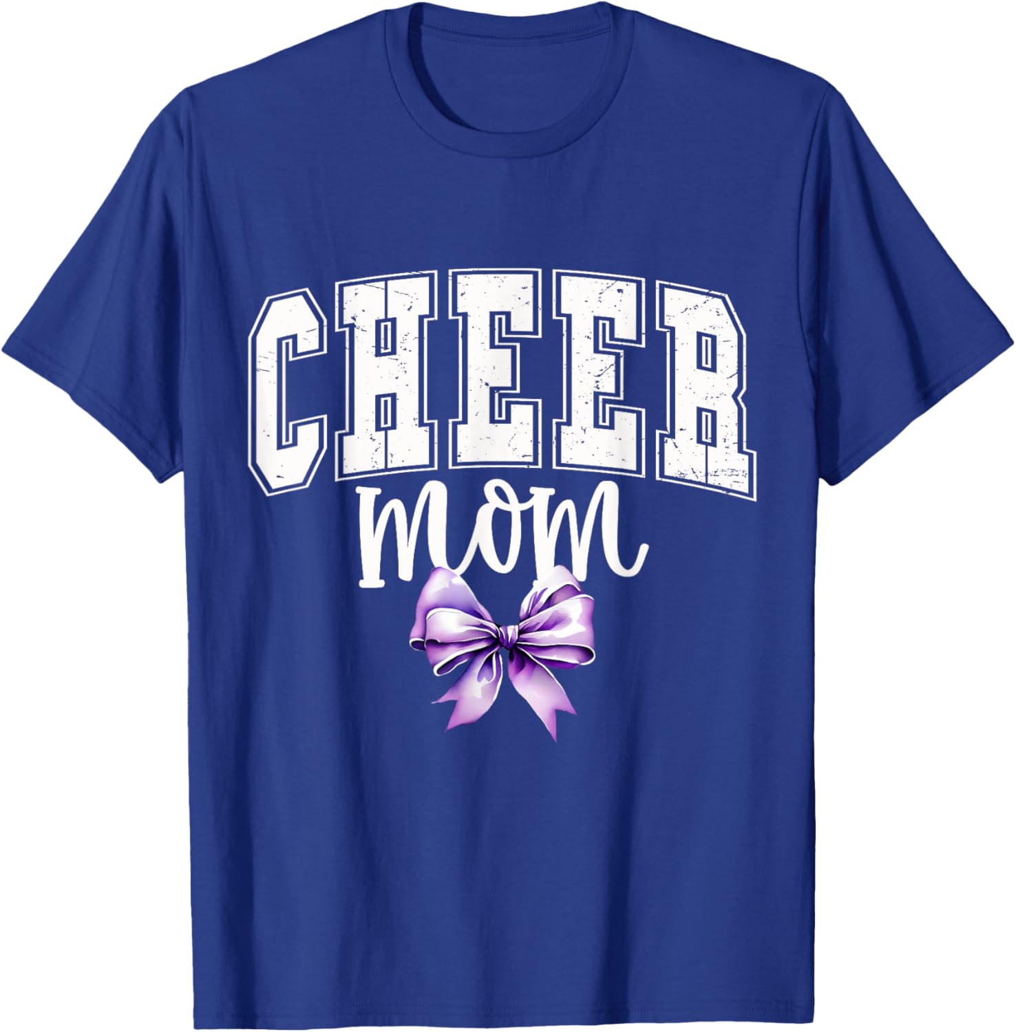 Cheer MOM Coquette Purple Bow Cheerleader T-Shirt for Supportive Moms - 6