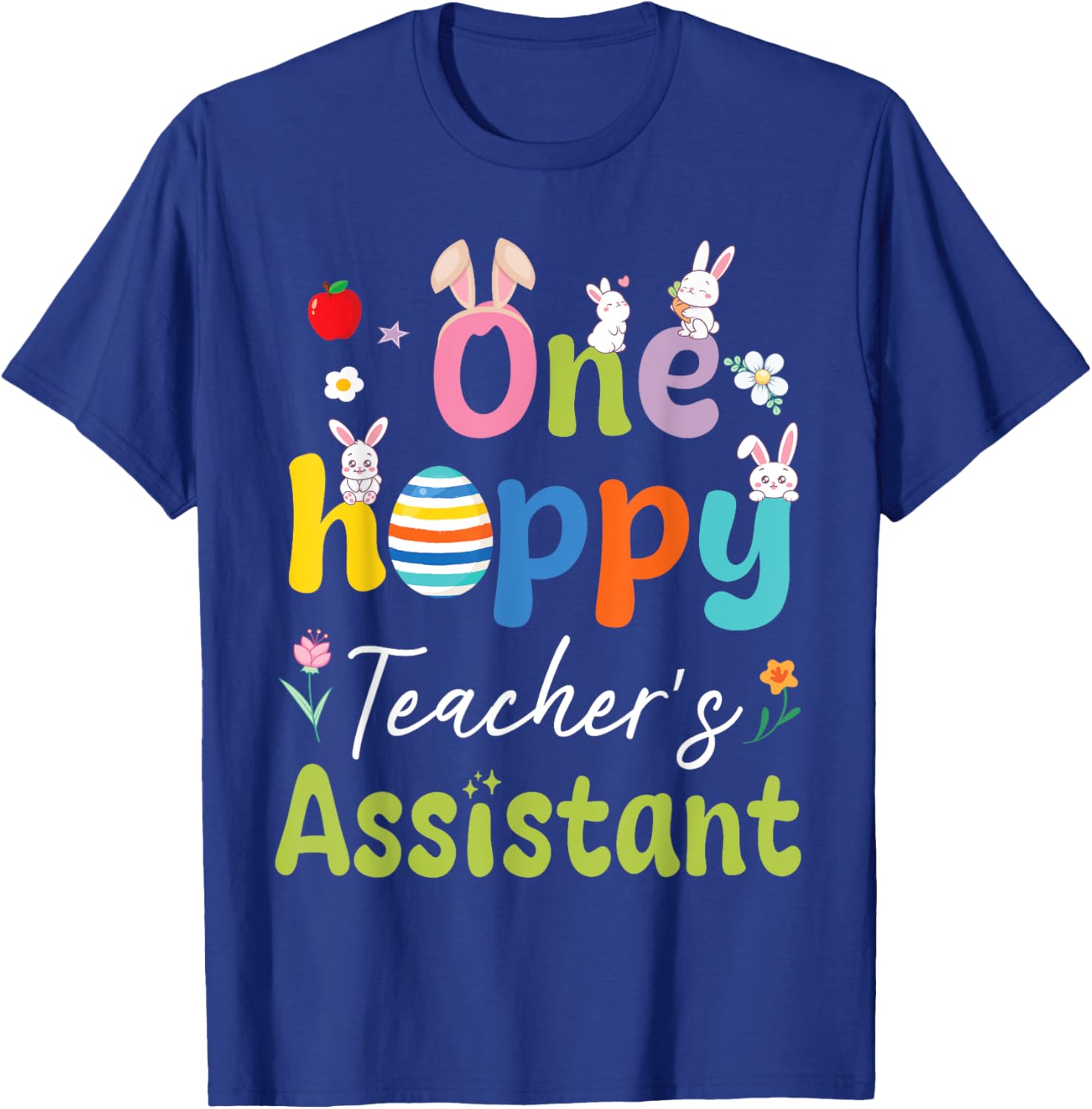 Hoppy Teacher's Assistant T-Shirt with Bunnies, Easter Eggs, and Flowers - 5