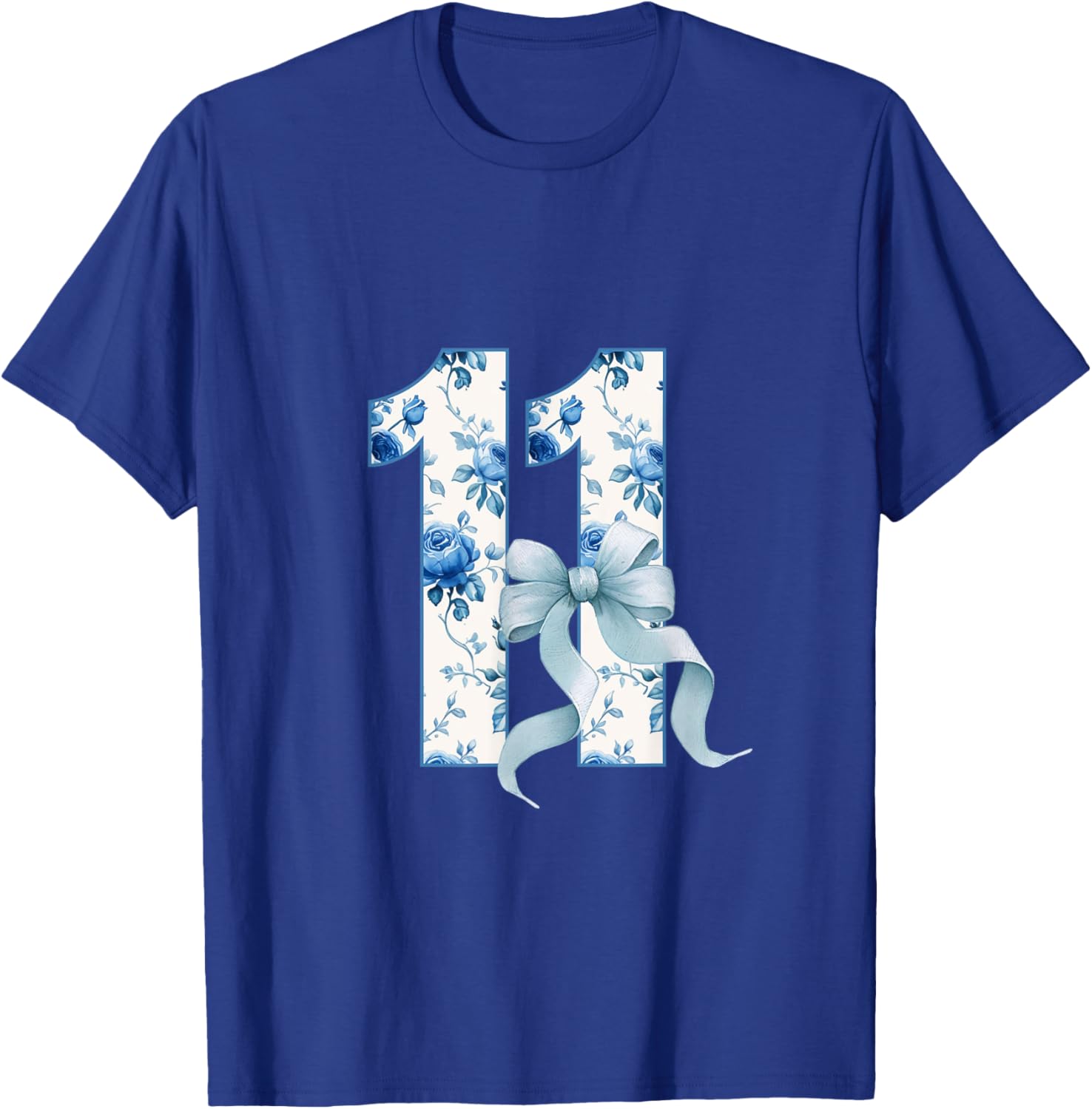 Adorable Birthday Girl Coquette Blue Bow T-Shirt for 11th Birthday Celebrations - 10