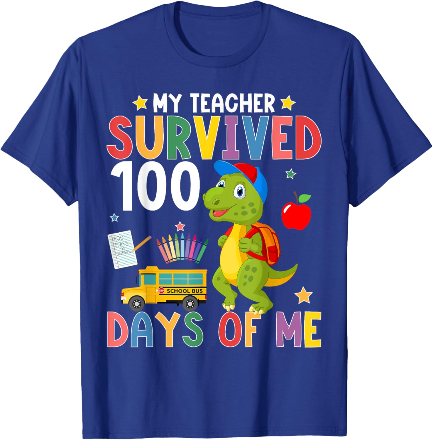 My Teacher Survived 100 Days Dino T-Shirt for 100th Day of School - 10