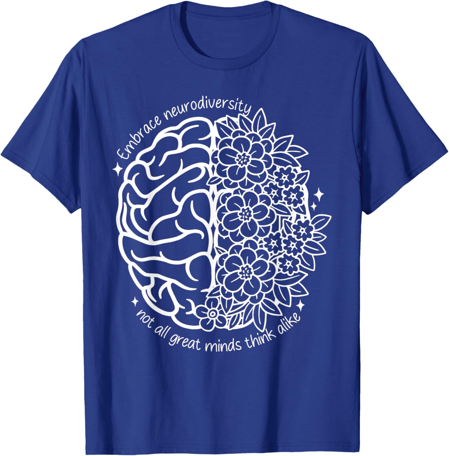 Embrace Neurodiversity Autism Awareness Brain Flower Support T-Shirt - 15