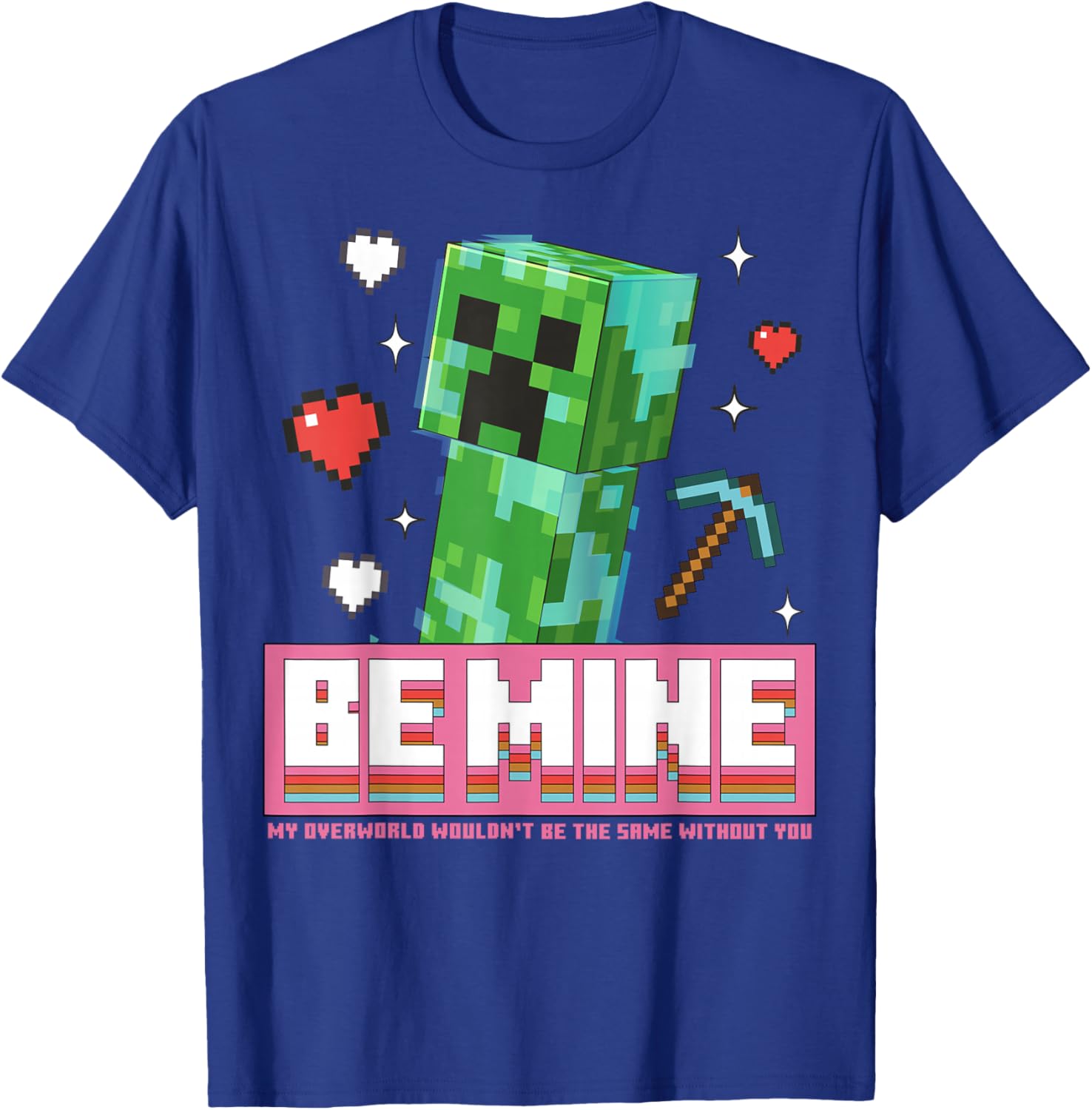Minecraft Be Mine Valentine's Day Creeper Art T-Shirt for Gamers - 2