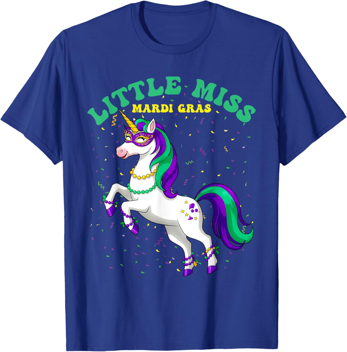 Little Miss Mardi Gras Unicorn T-Shirt for Women and Girls - 12