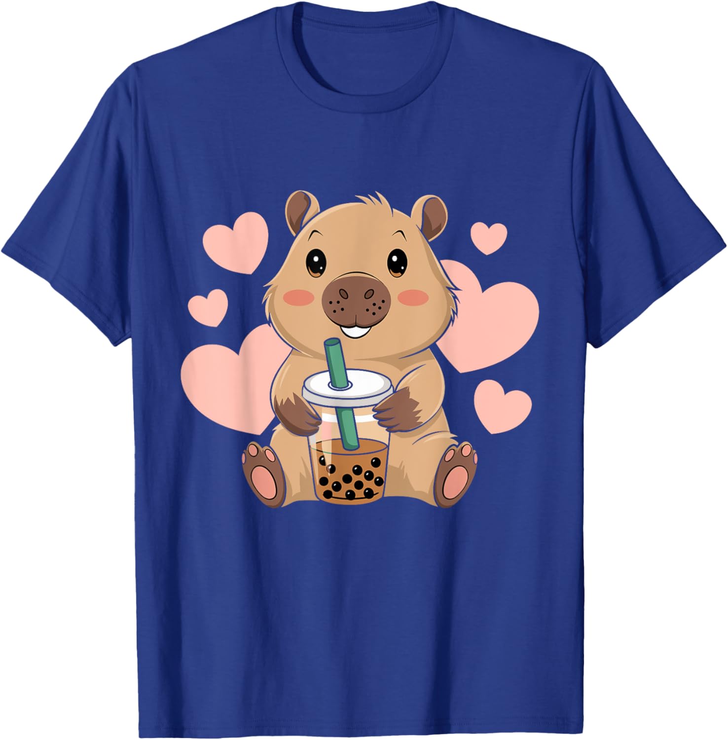 Cute Capybara Boba Tea T-Shirt for Women and Girls - Adorable Bubble Rodent Design - 16