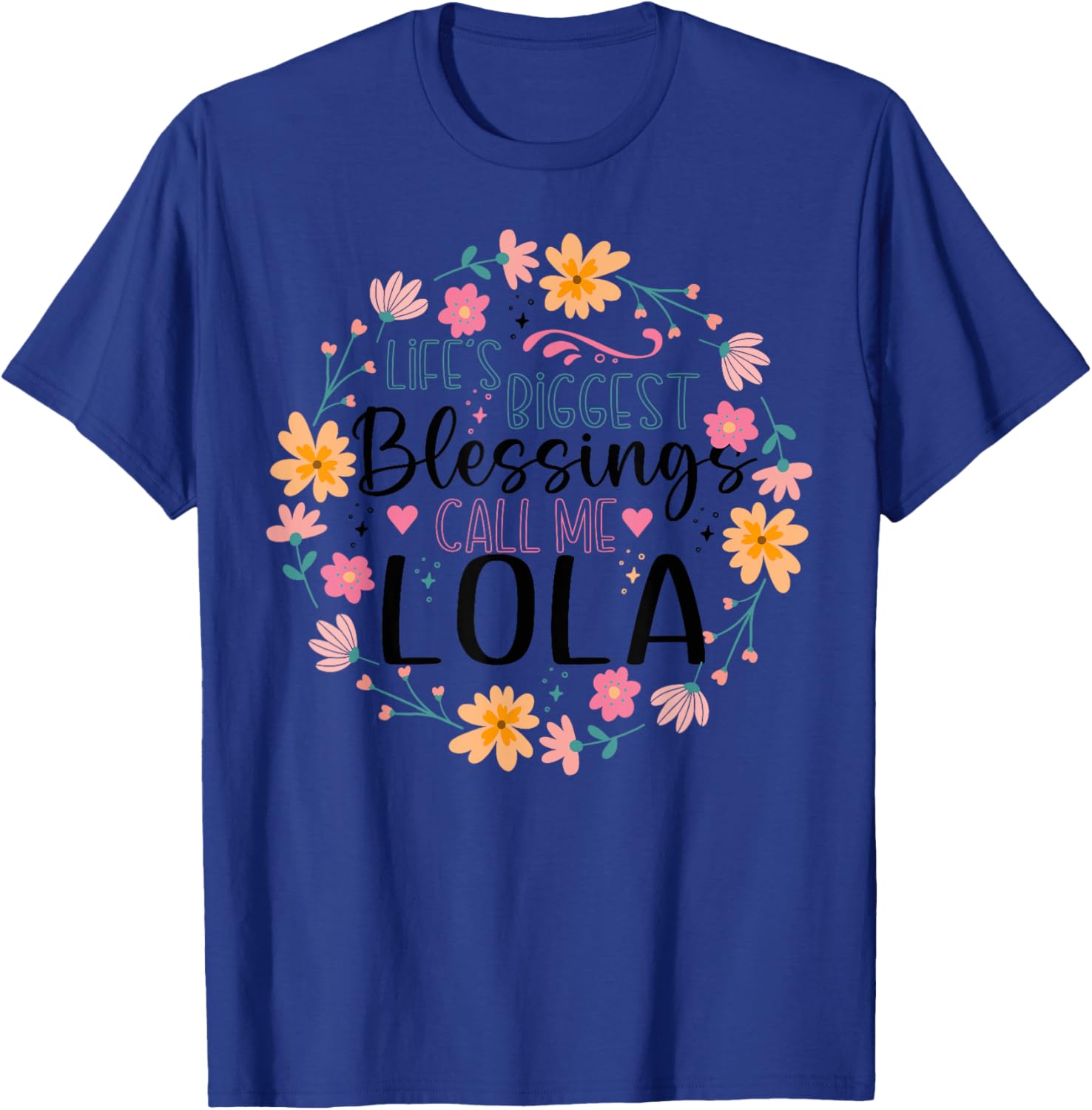 Floral Grandma T-Shirt Life's Greatest Blessings Call Me Lola Gift Idea - 11