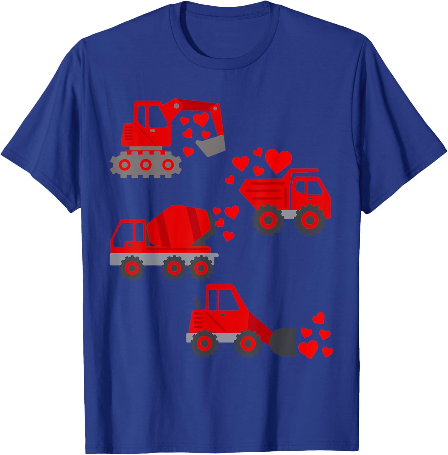 Funny Valentine's Day Construction Trucks Hearts T-Shirt for Boys - 12