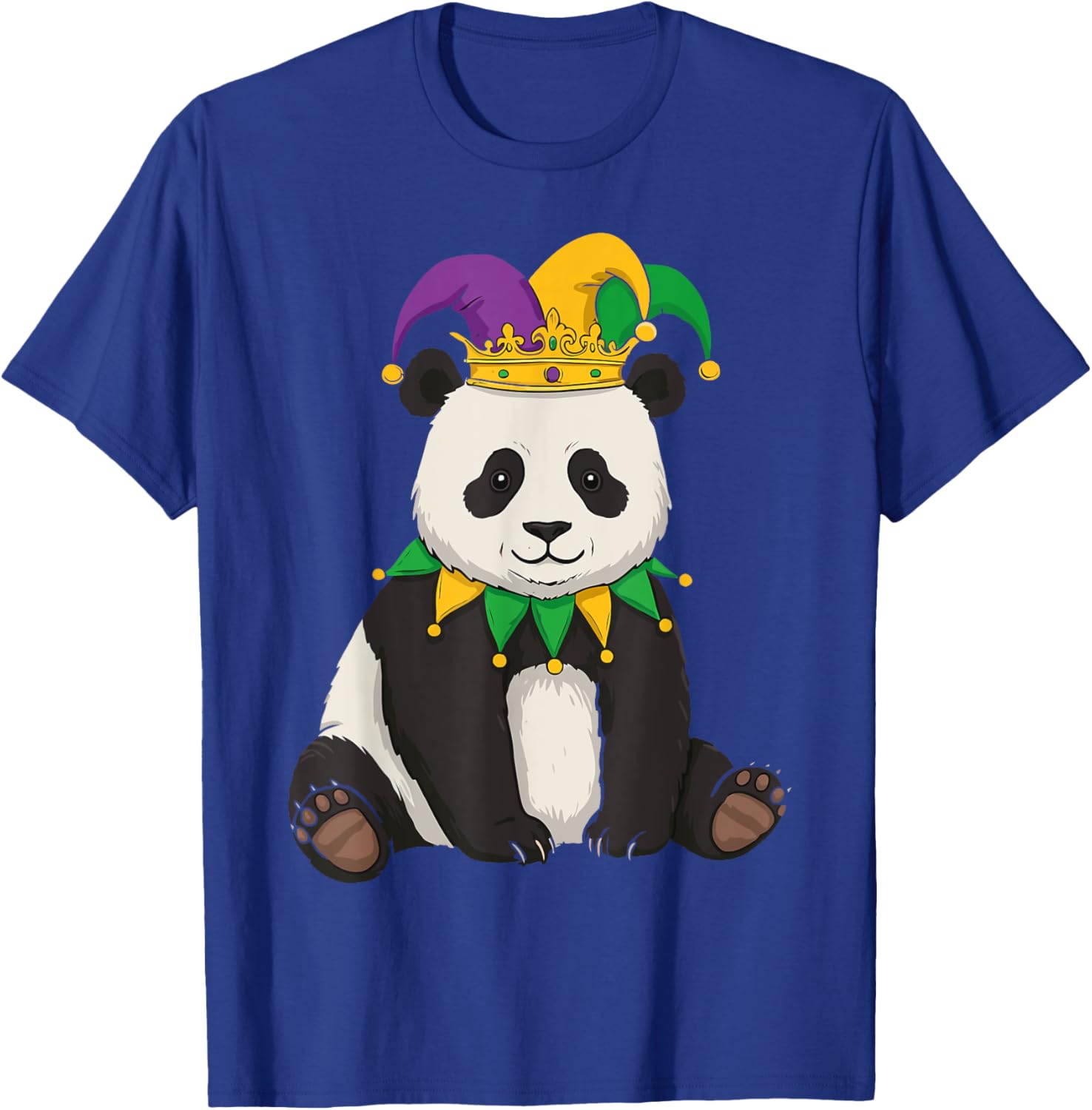 Funny Panda Mardi Gras Jester Hat Tee Cute Gift T-Shirt for All Ages - 2