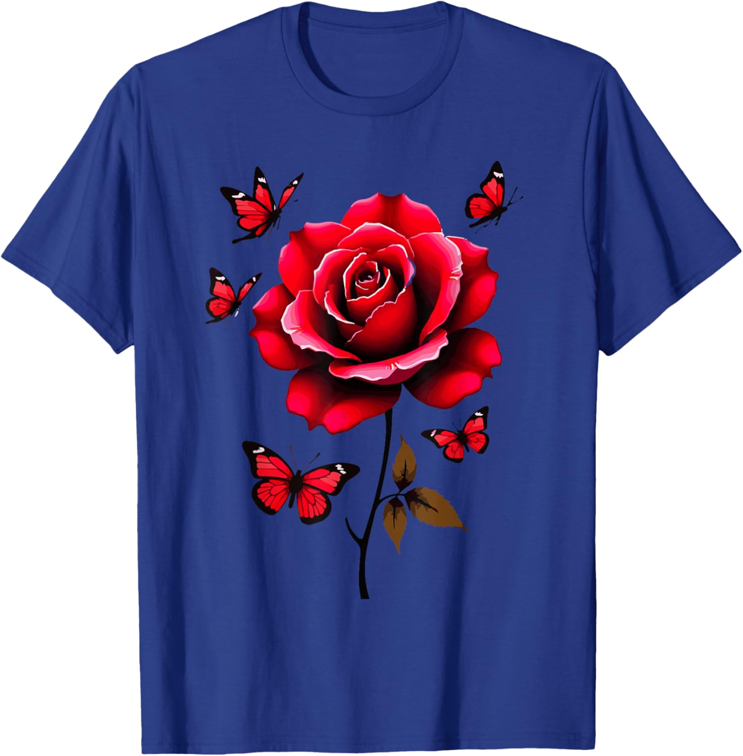 Red Rose and Butterflies Floral Spring T-Shirt for Aesthetic Lovers - 6
