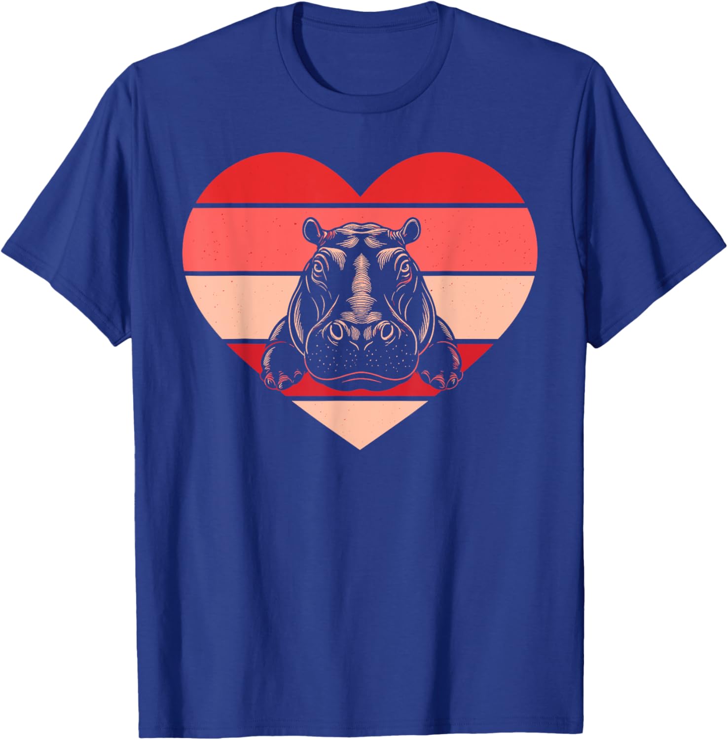 Retro Heart Hippo Vintage Valentine T-Shirt for Women, Men, and Kids - 1