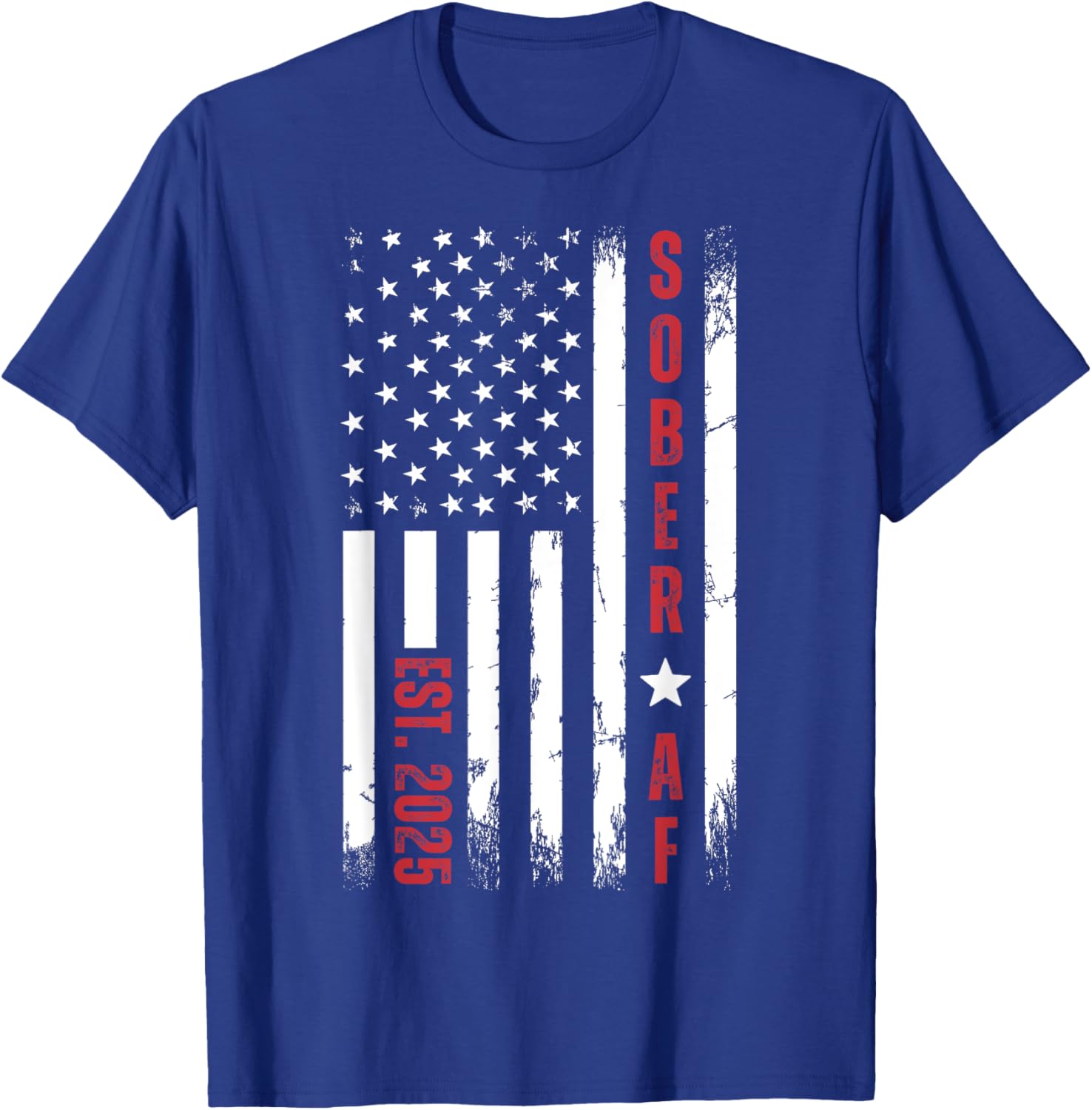 Sober AF US Flag T-Shirt for Supporters of Sobriety and Recovery - 11