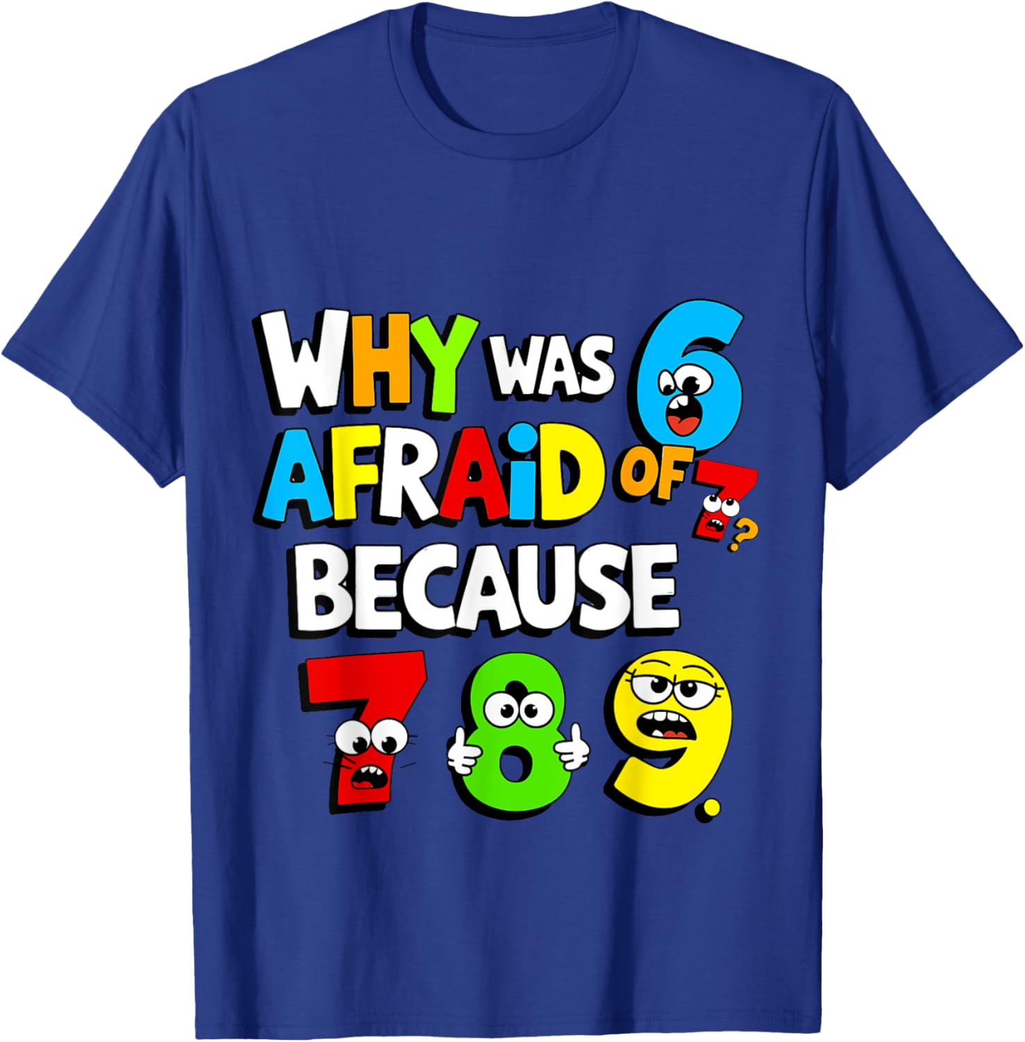 Funny Math Day T-Shirt Kids Why Was 6 Afraid of 7 Costume - 8