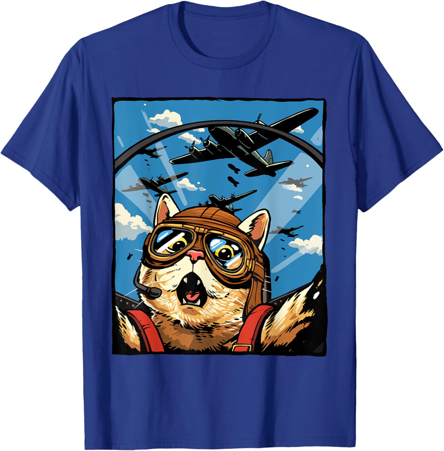 Funny Cat Pilot Jet Fighter T-Shirt for Cat Lovers and Meme Fans - 9
