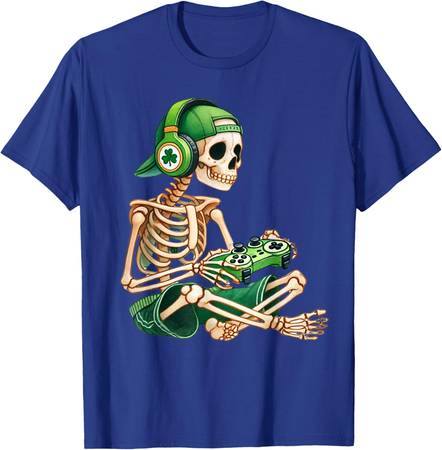 St Patricks Day Skeleton Leprechaun Gamer T-Shirt for Boys - 14