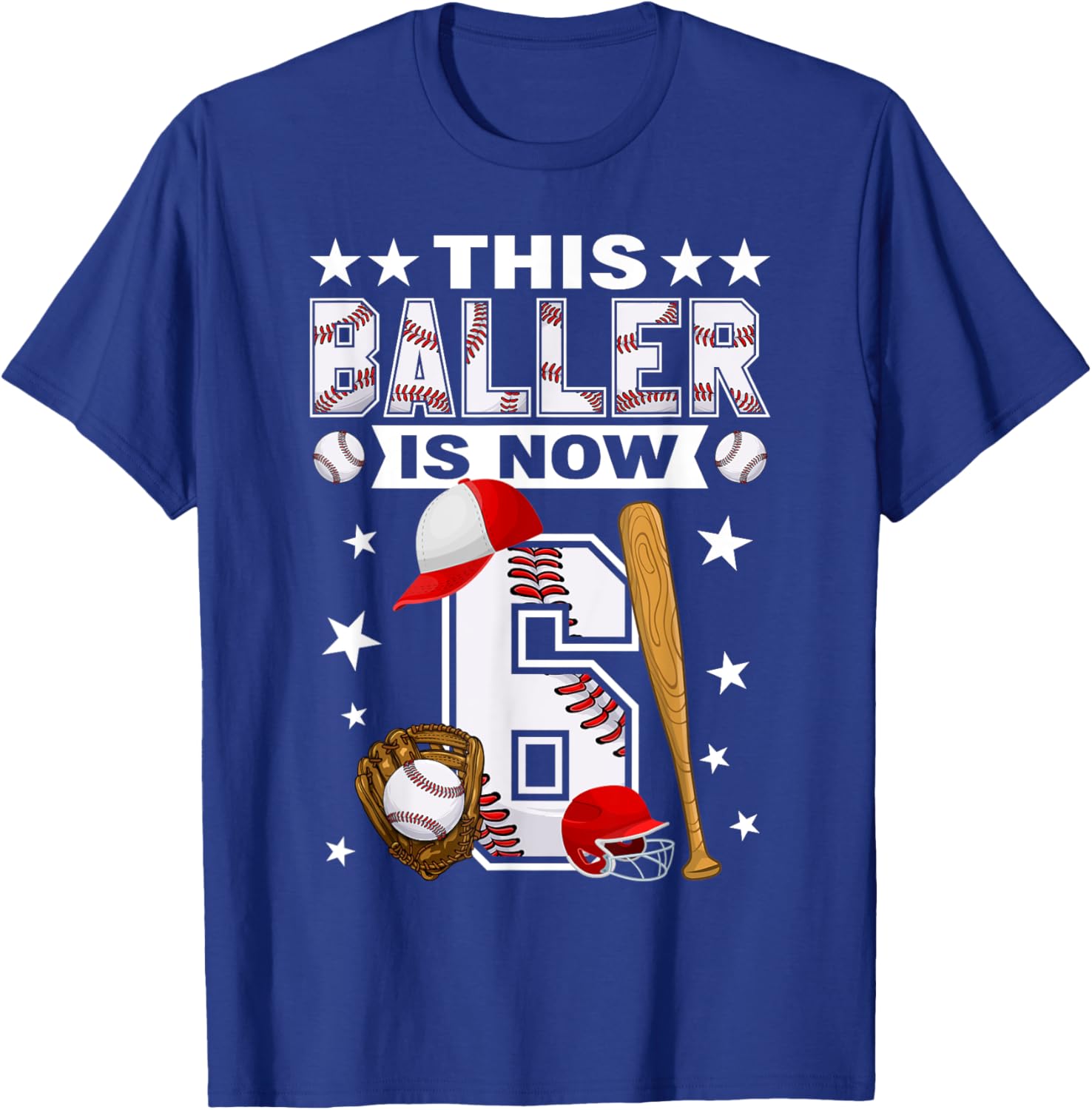 Cute 6 Year Old Baseball Lovers Boys T-Shirt for Kids Fun Style - 15