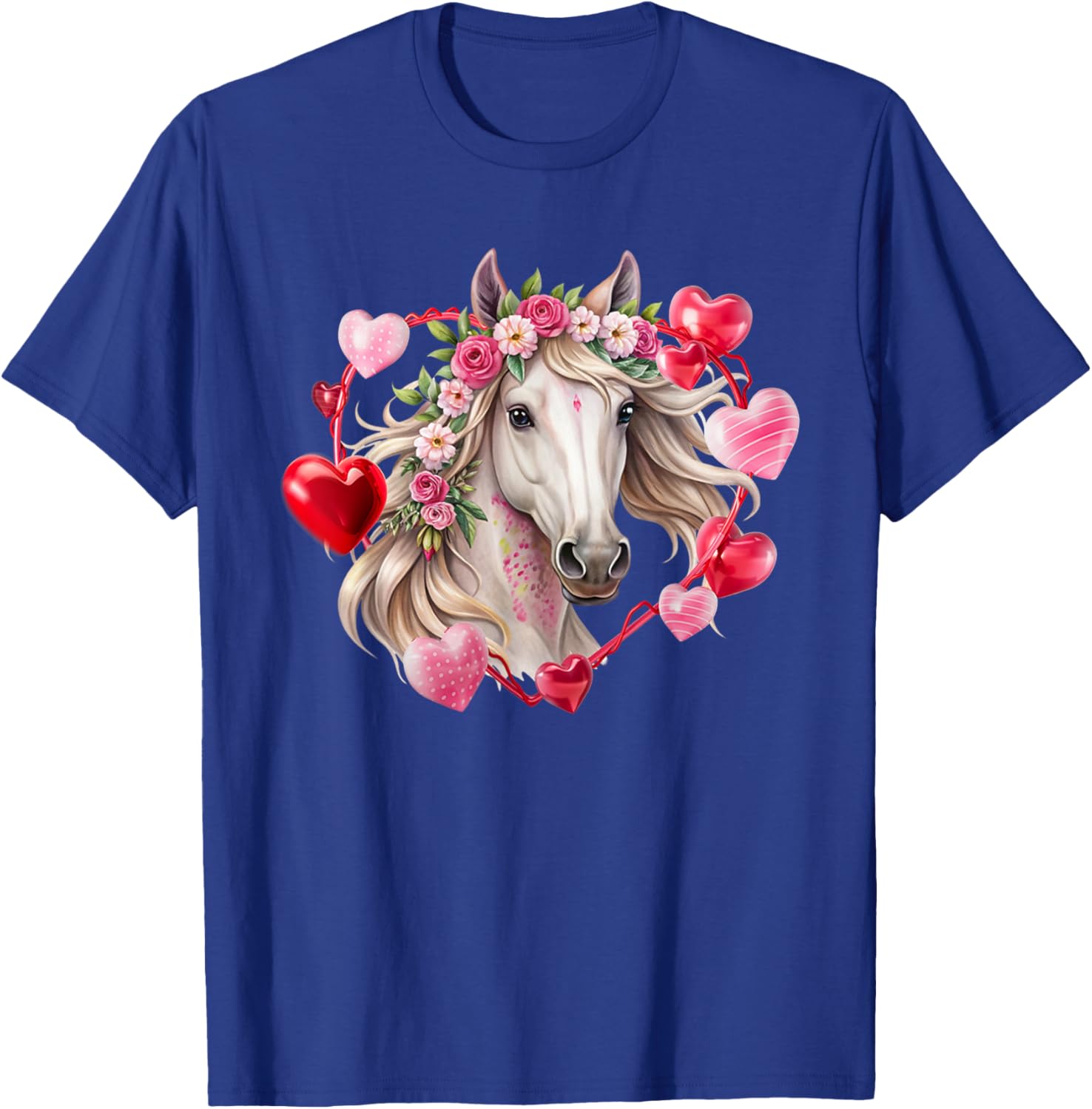 Happy Valentine's Day Equestrian T-Shirt with Horse and Hearts Design - 15