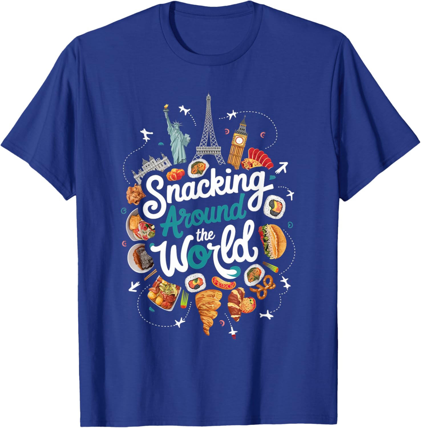 Snacking Around The World T-Shirt for Food Lovers in Travel Style - 7