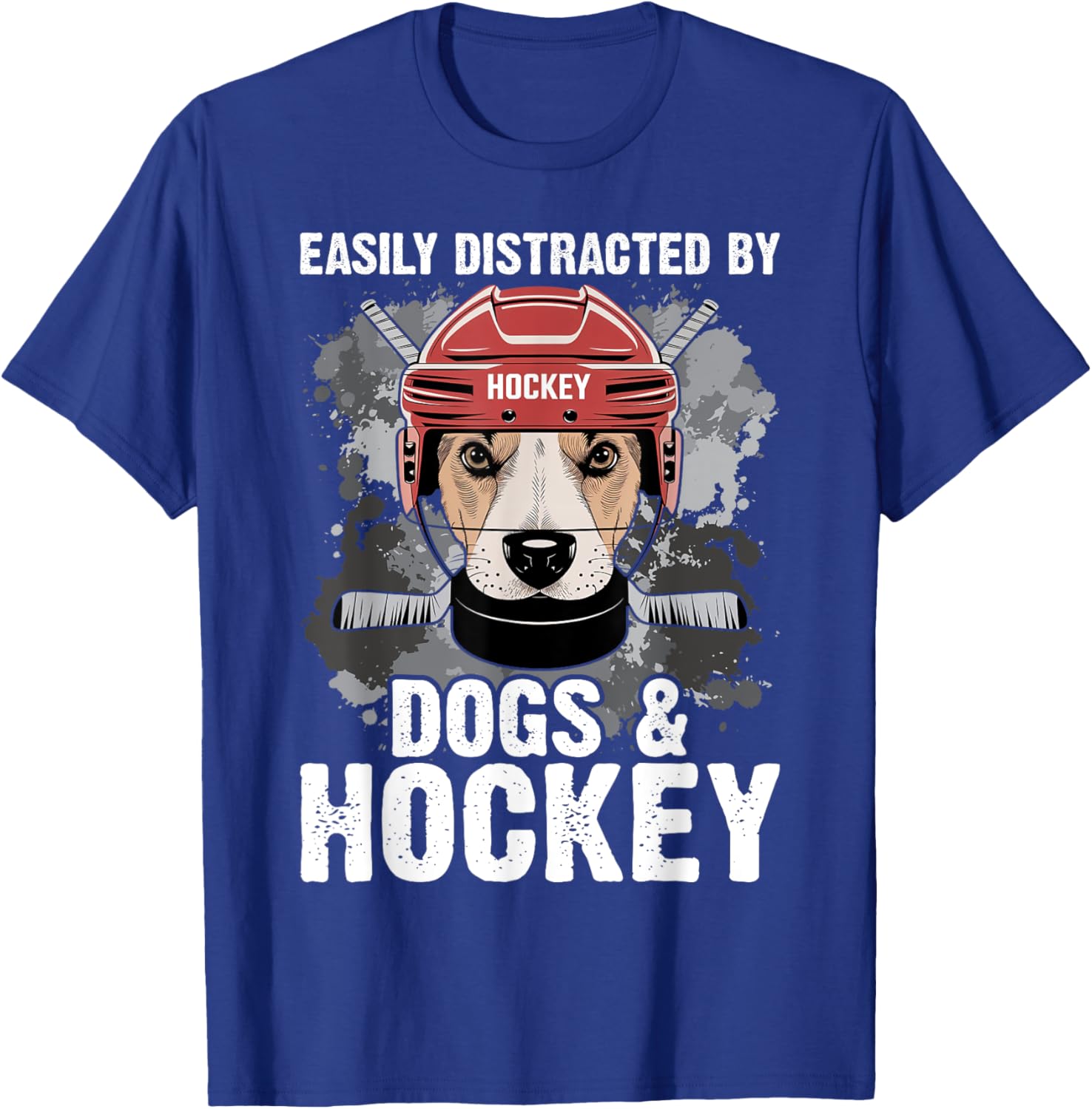 Funny Easily Distracted by Dogs and Hockey T-Shirt for All Ages - 4