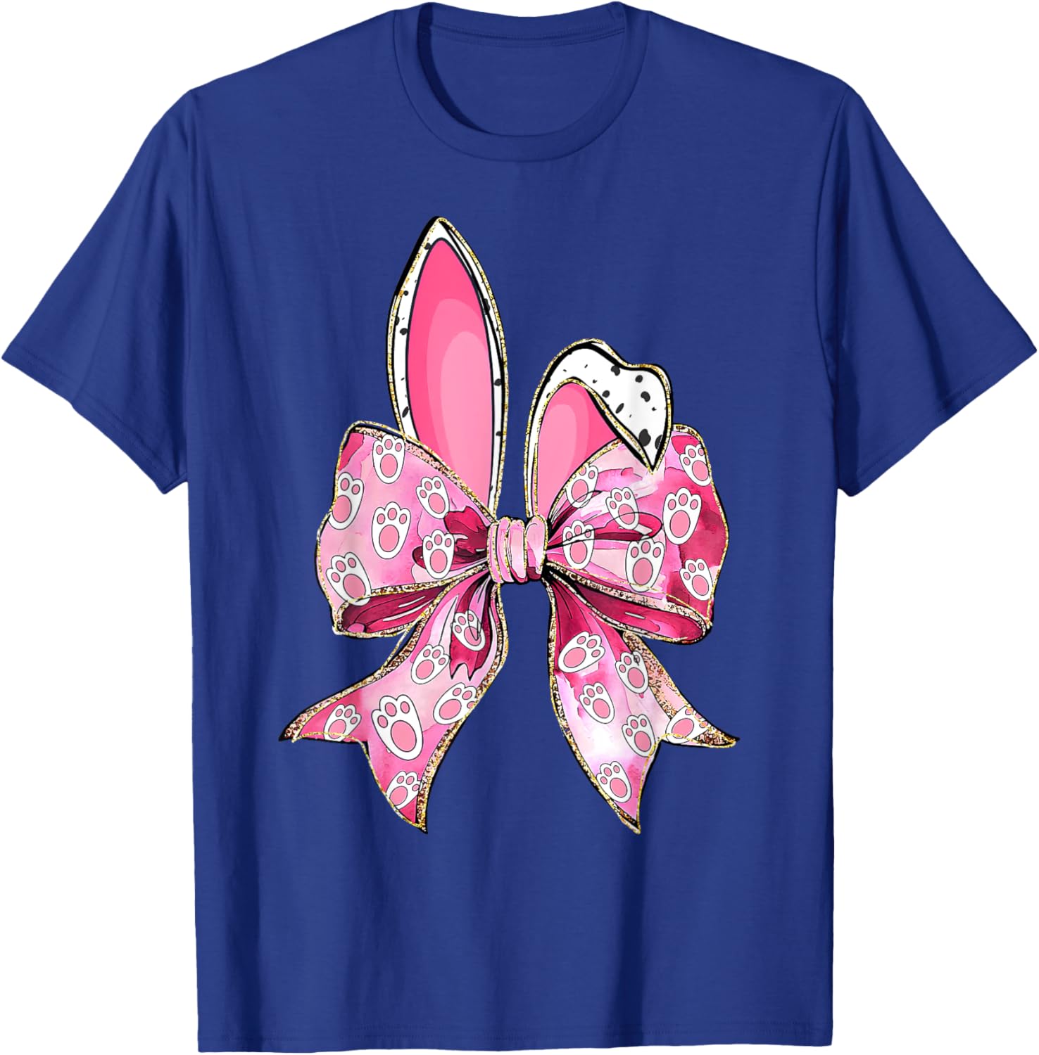 Happy Easter Bunny Coquette Bow Ears T-Shirt for Girls and Teens - 3