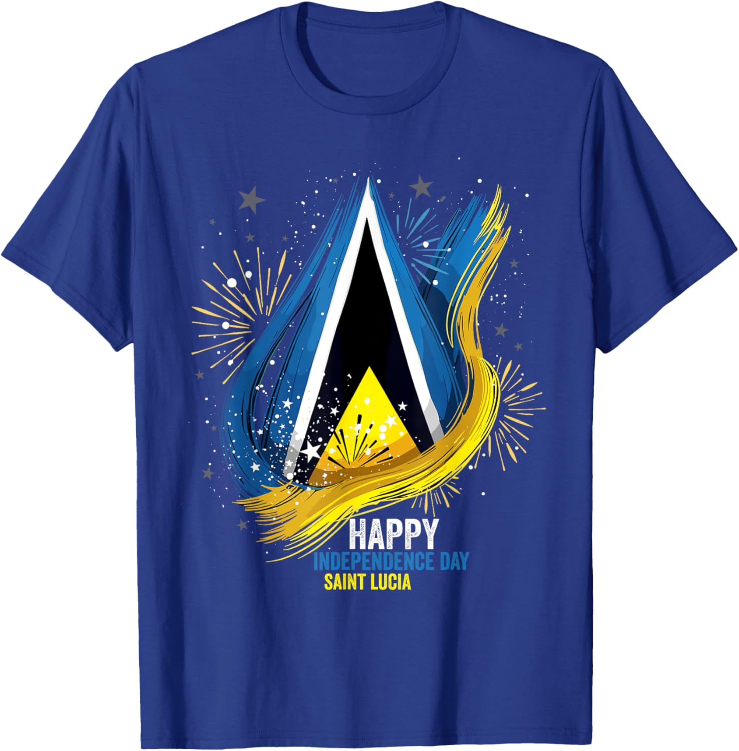 Happy Independence Day Saint Lucia Flag Men's T-Shirt for Celebration - 2