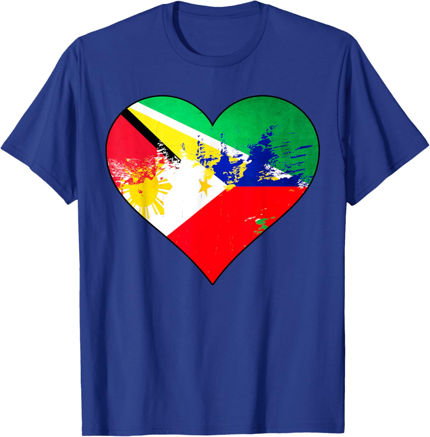 Guyanese and Filipino Heart Heritage Flag T-Shirt for Pride and Comfort - 6