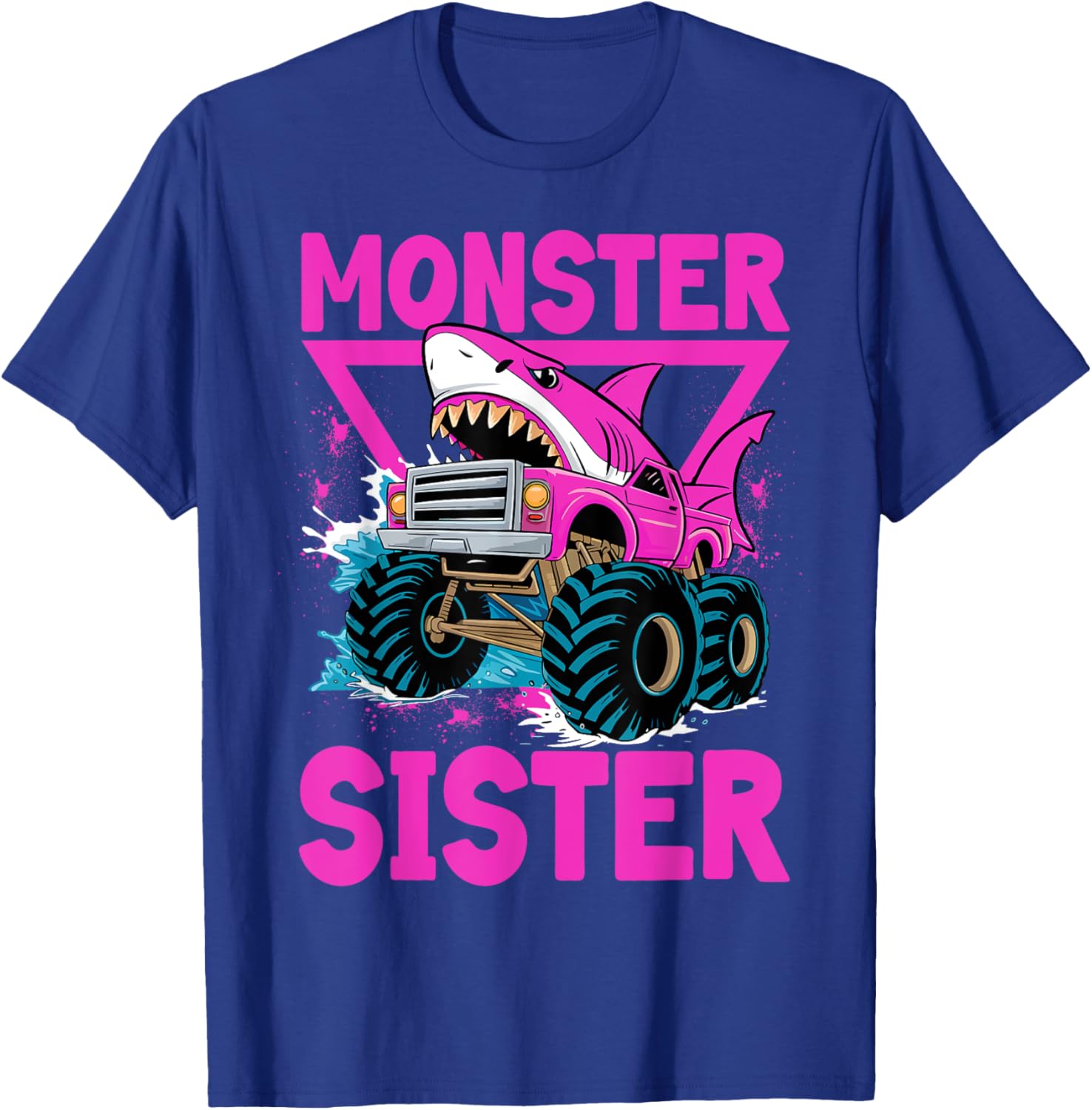 Pink Shark Monster Truck T-Shirt for Girls - Fun Sister Jam Shirt - 1