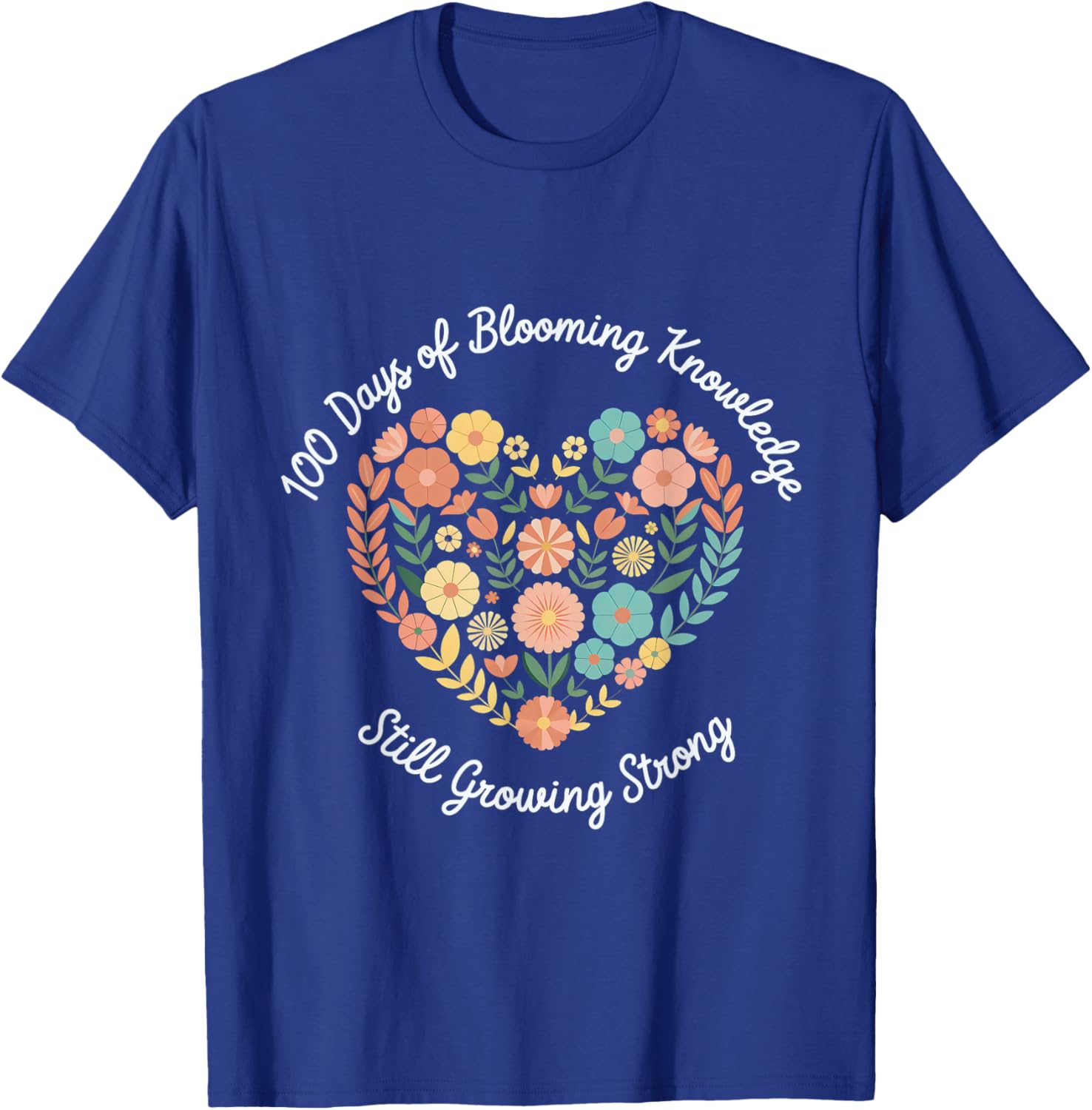 Boho Flowers 100th Day of School Teacher T-Shirt for Classroom Fun - 4