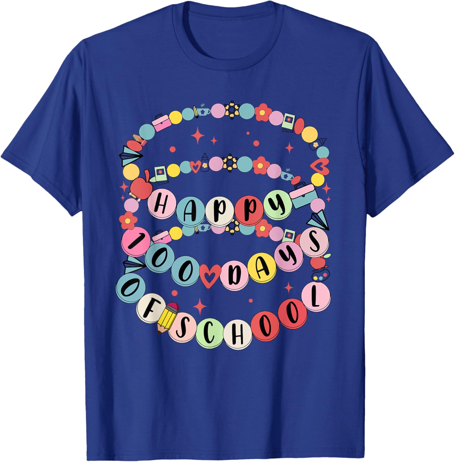 Cute Little Girl 100 Days Of School Friendship Bracelet T-Shirt - 8