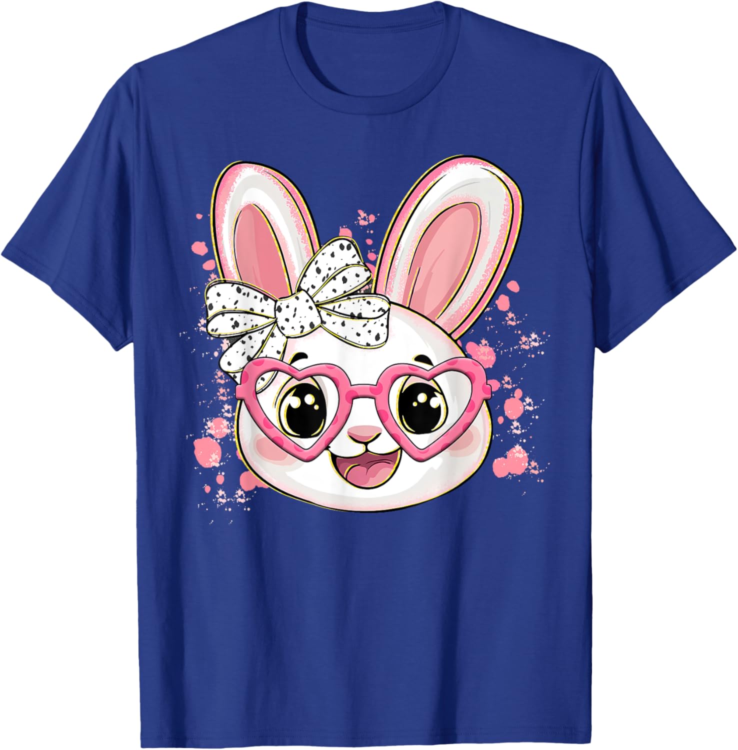 Happy Easter Bow Bunny Glasses T-Shirt for Women and Girls - 2