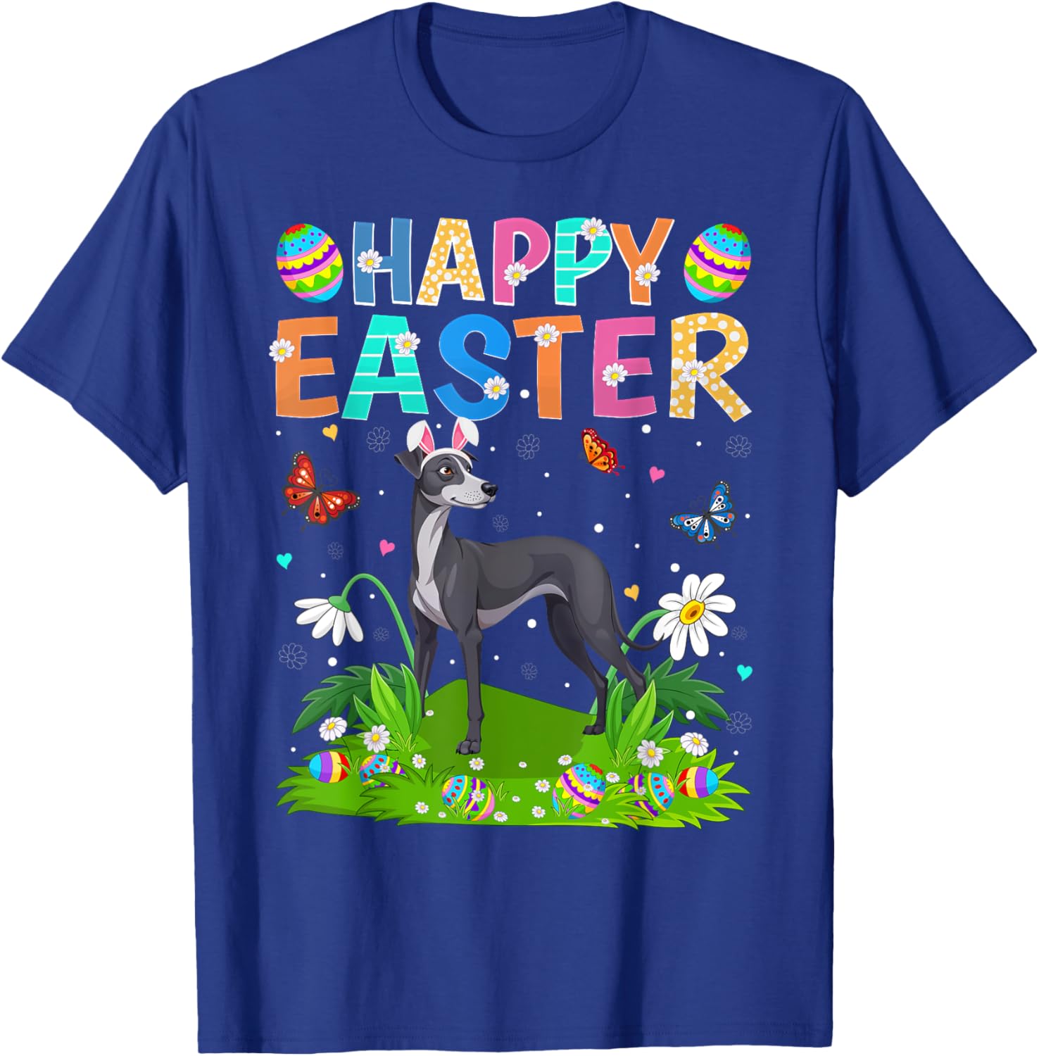 Greyhound Easter Egg Hunt T-Shirt with Bunny Ears for Dog Lovers - 26