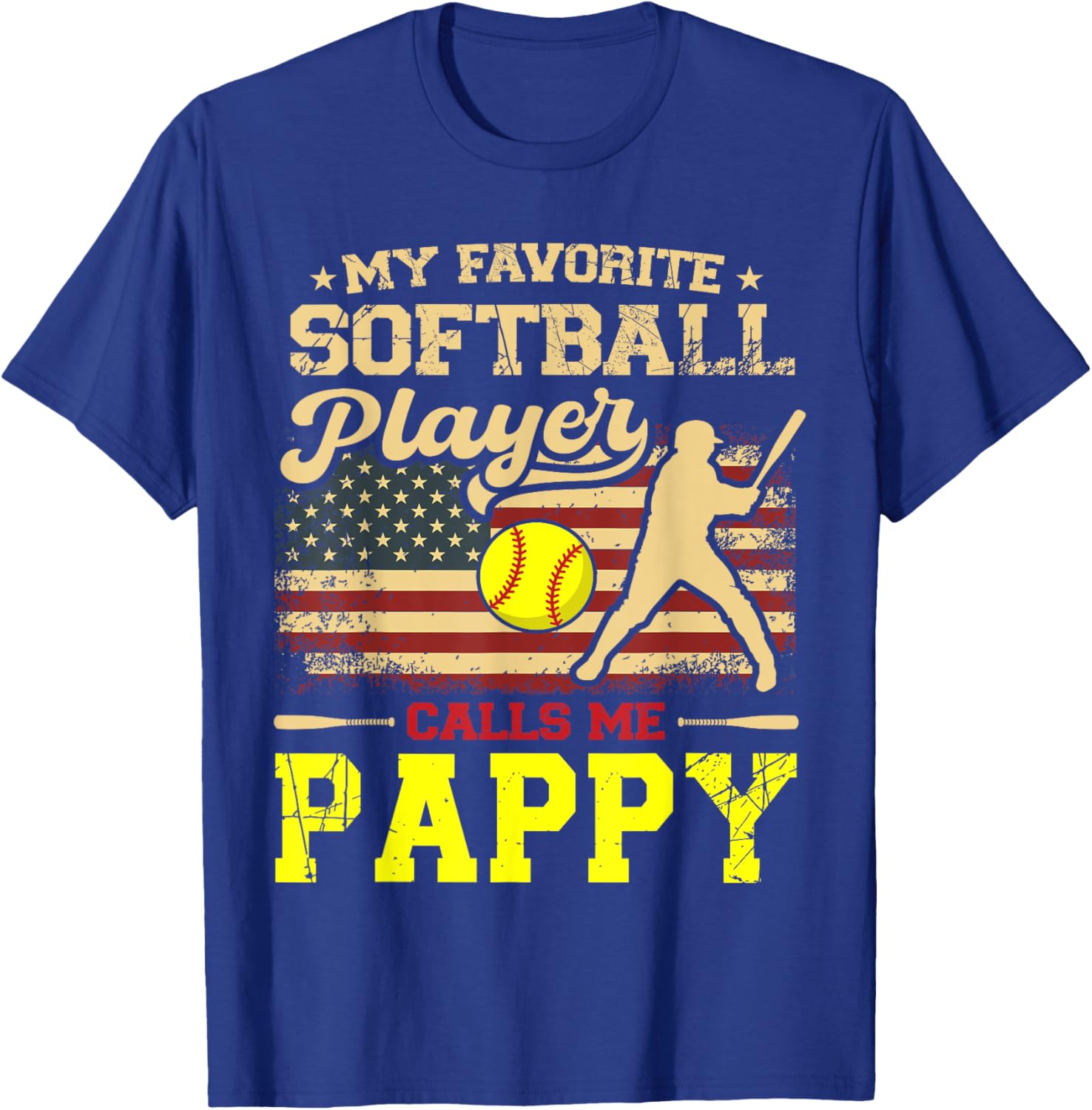 My Favorite Softball Player Calls Me Pappy US Flag T-Shirt for Fans - 6