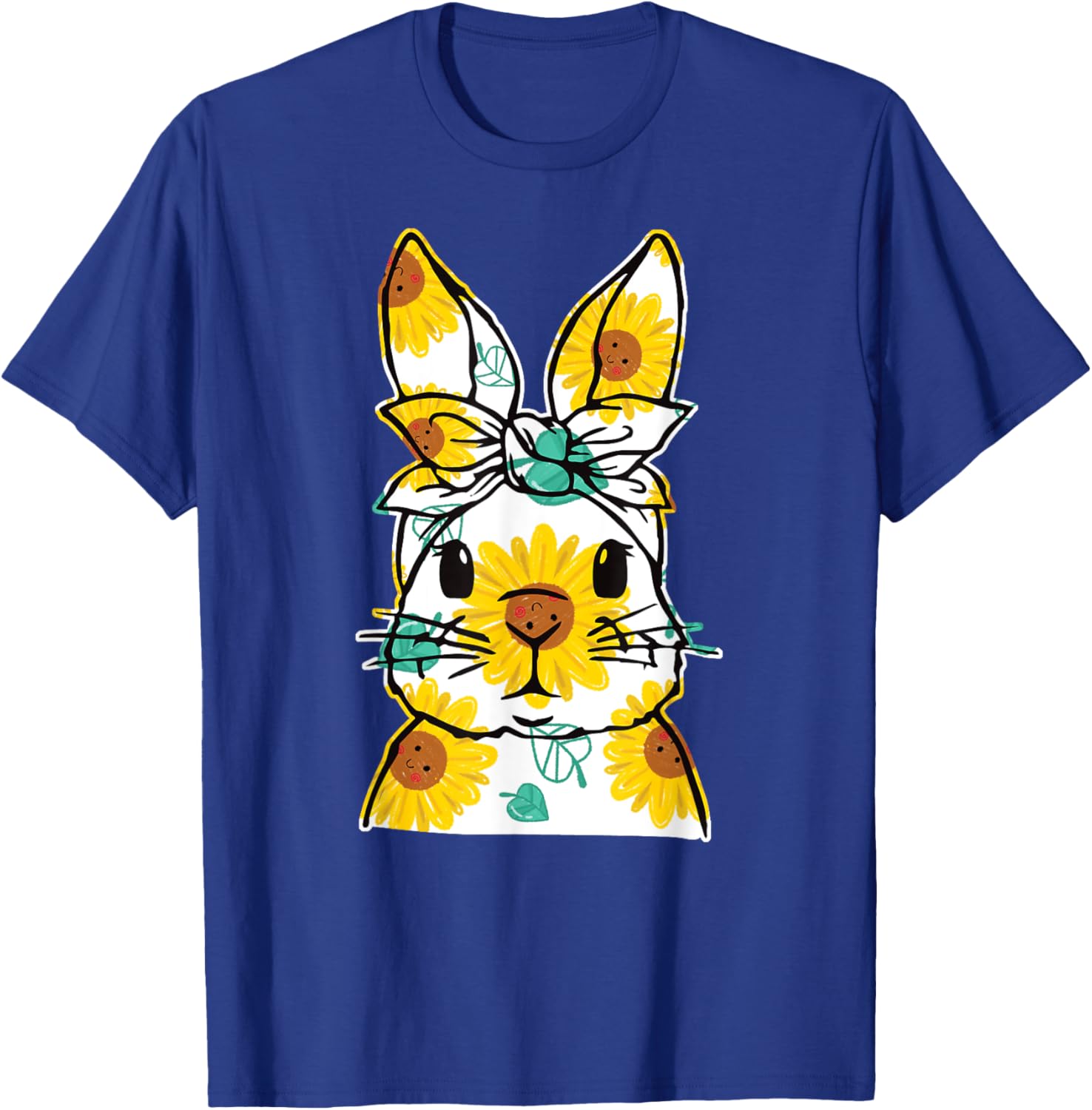 Happy Easter Bunny Sunflower Women's T-Shirt Cute Rabbit Face Design - 21